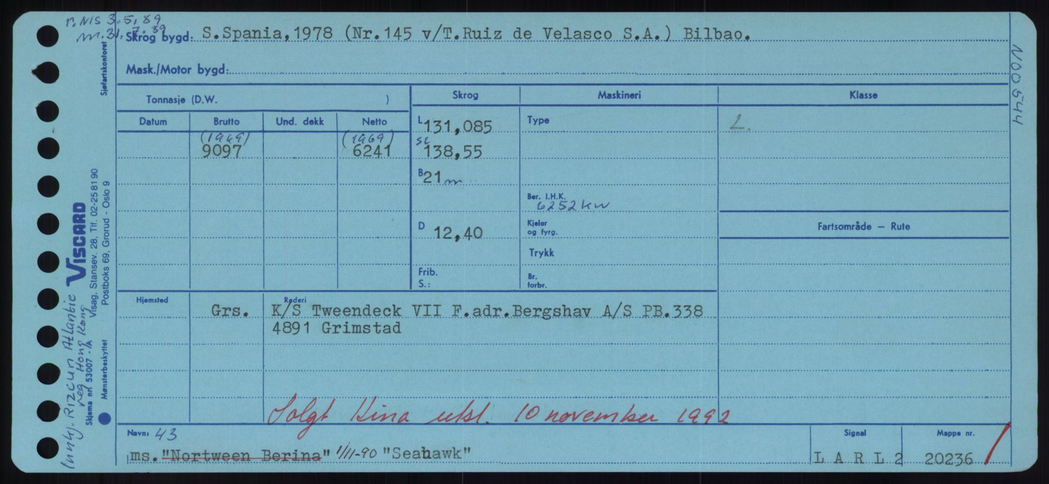 Sjøfartsdirektoratet med forløpere, Skipsmålingen, RA/S-1627/H/Hd/L0032: Fartøy, San-Seve, p. 349