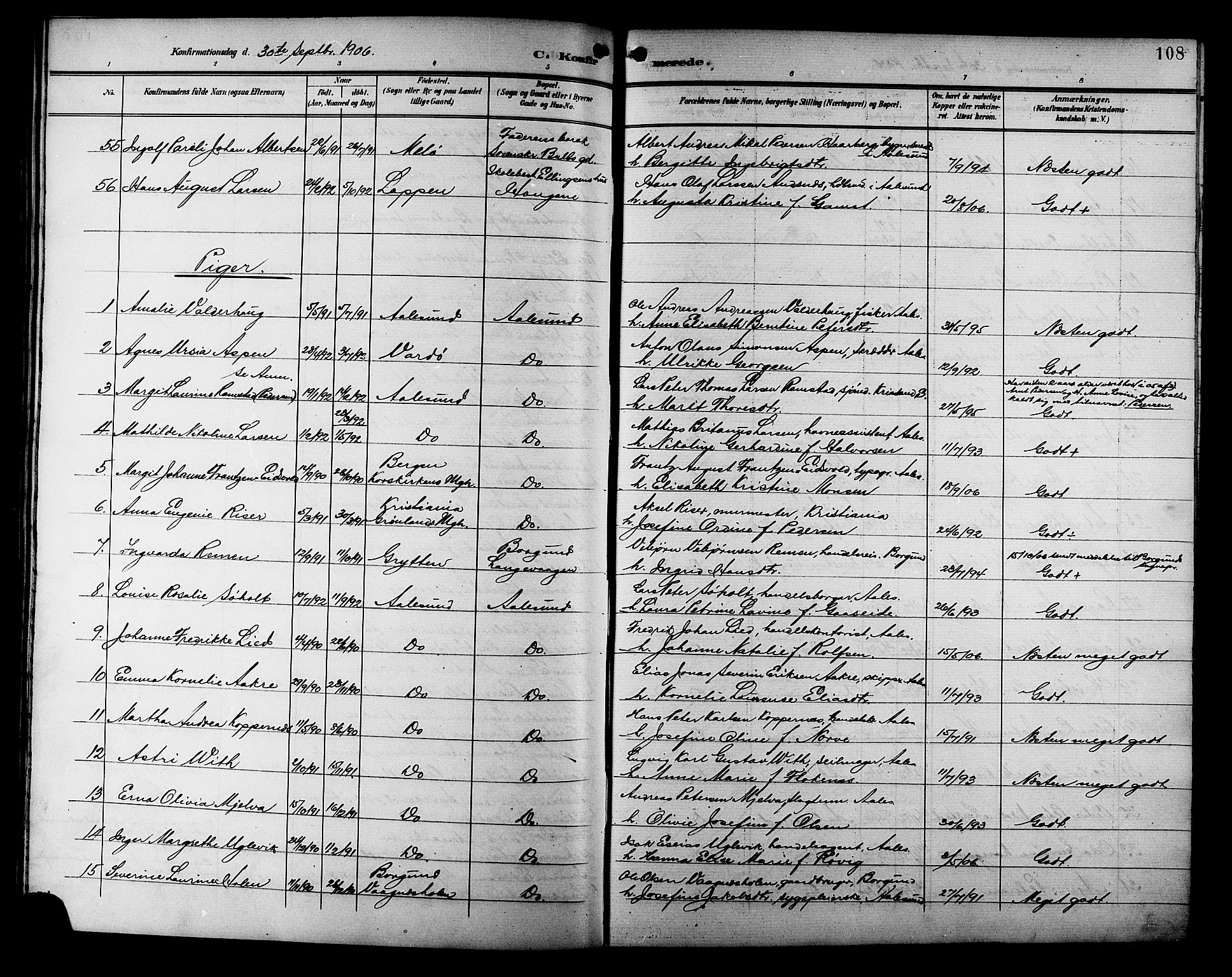 Ministerialprotokoller, klokkerbøker og fødselsregistre - Møre og Romsdal, AV/SAT-A-1454/529/L0469: Parish register (copy) no. 529C06, 1898-1906, p. 108