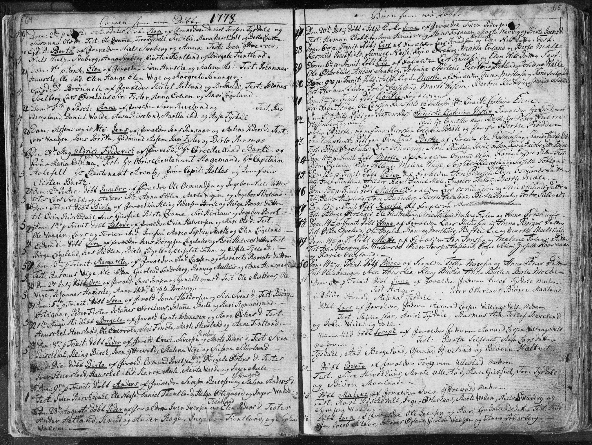 Hjelmeland sokneprestkontor, SAST/A-101843/01/IV/L0001: Parish register (official) no. A 1, 1760-1799, p. 64-65
