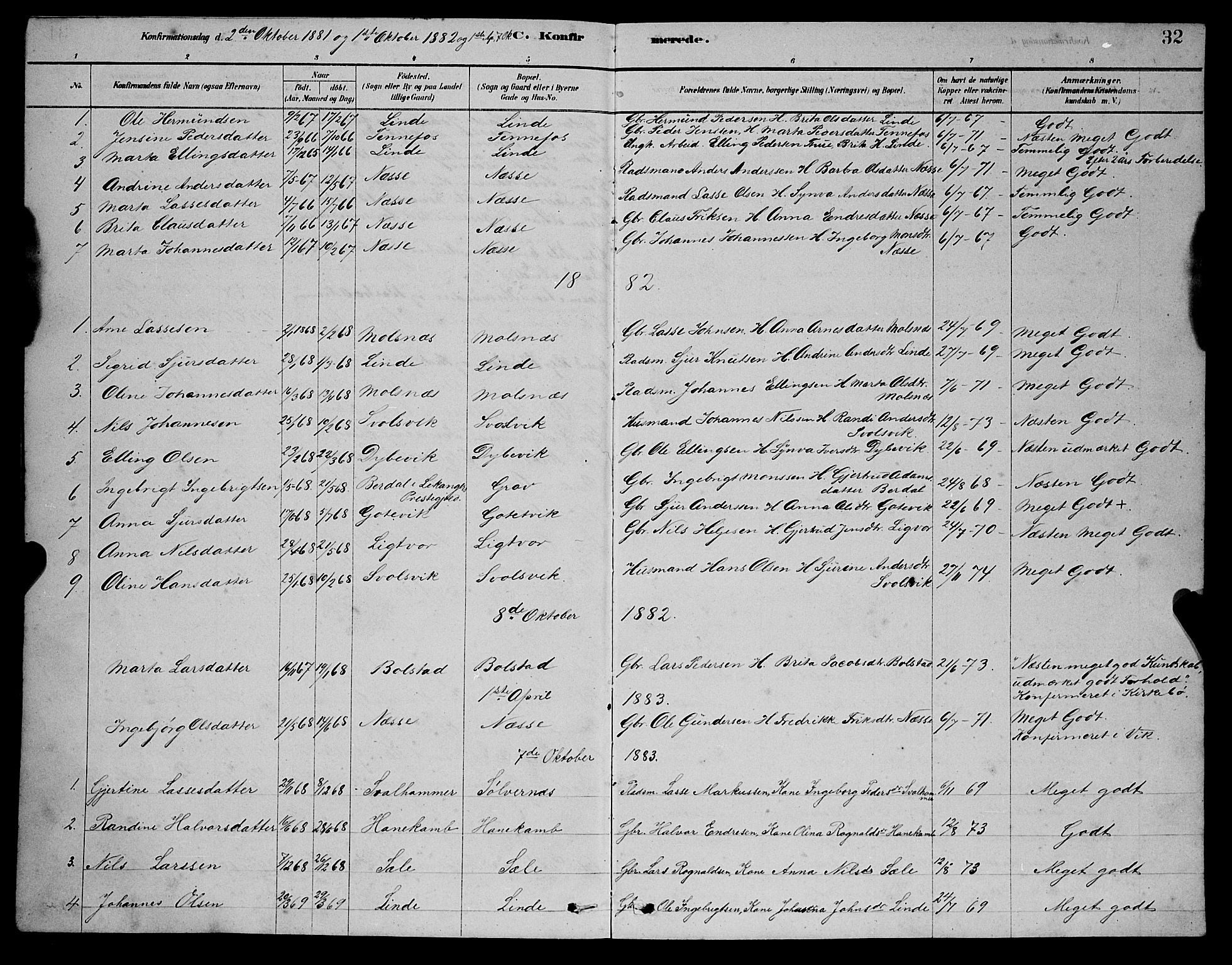 Balestrand sokneprestembete, SAB/A-79601/H/Hab/Habc/L0002: Parish register (copy) no. C 2, 1878-1895, p. 32