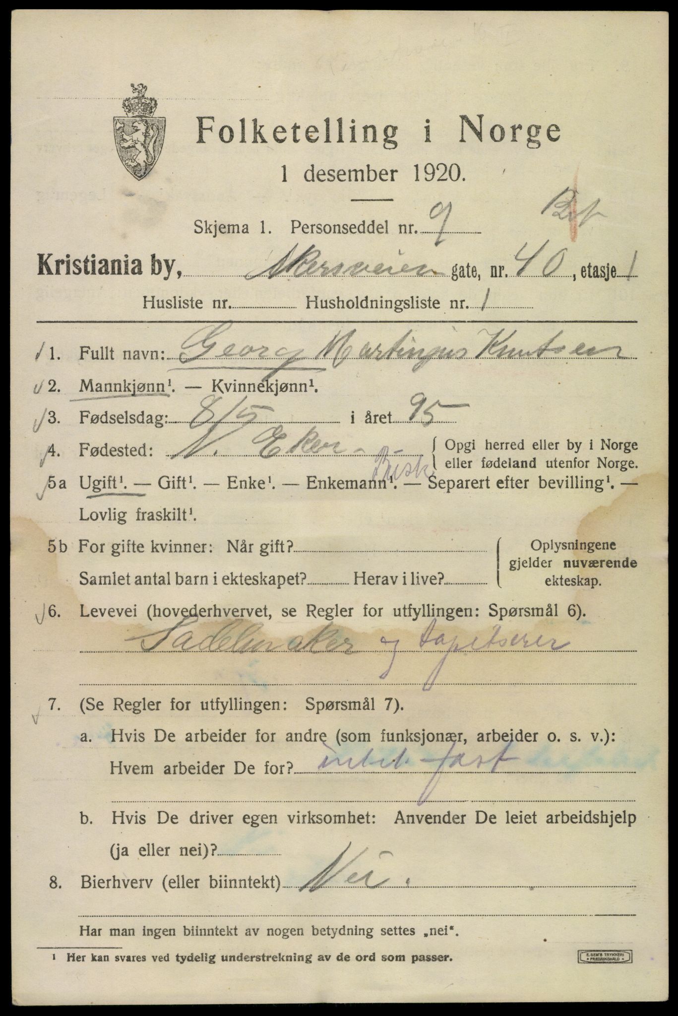 SAO, 1920 census for Kristiania, 1920, p. 140899