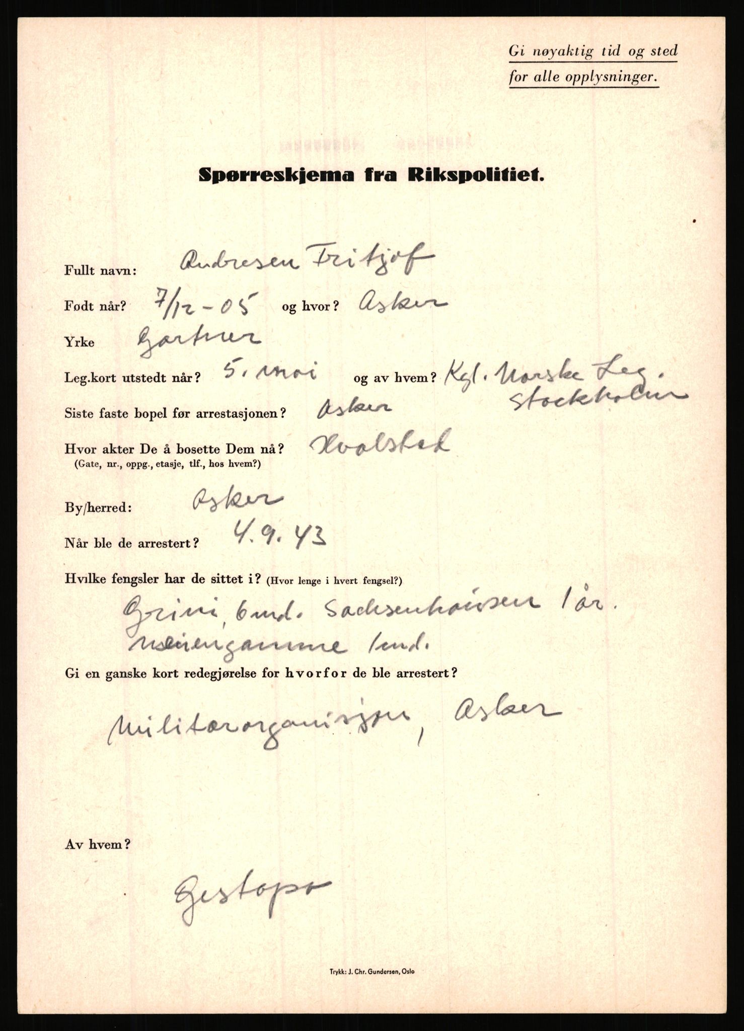 Rikspolitisjefen, AV/RA-S-1560/L/L0001: Abelseth, Rudolf - Berentsen, Odd, 1940-1945, p. 707