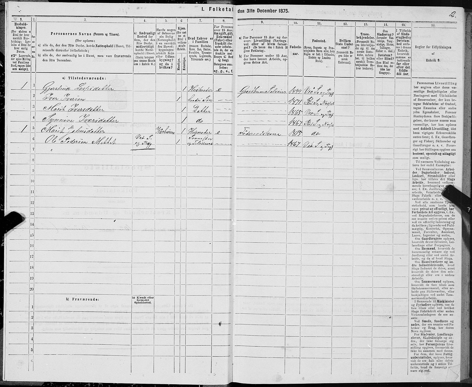 SAT, 1875 census for 1543P Nesset, 1875, p. 1002