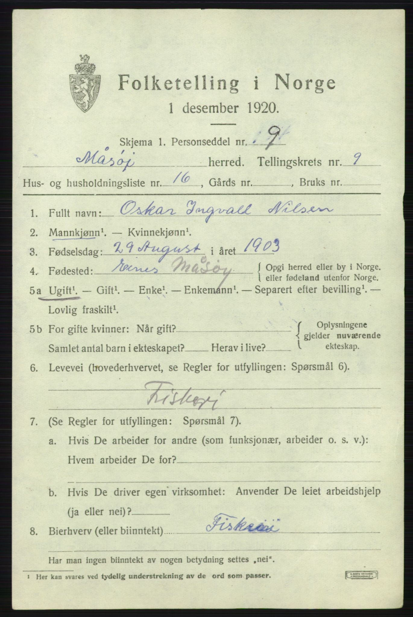 SATØ, 1920 census for Måsøy, 1920, p. 4708