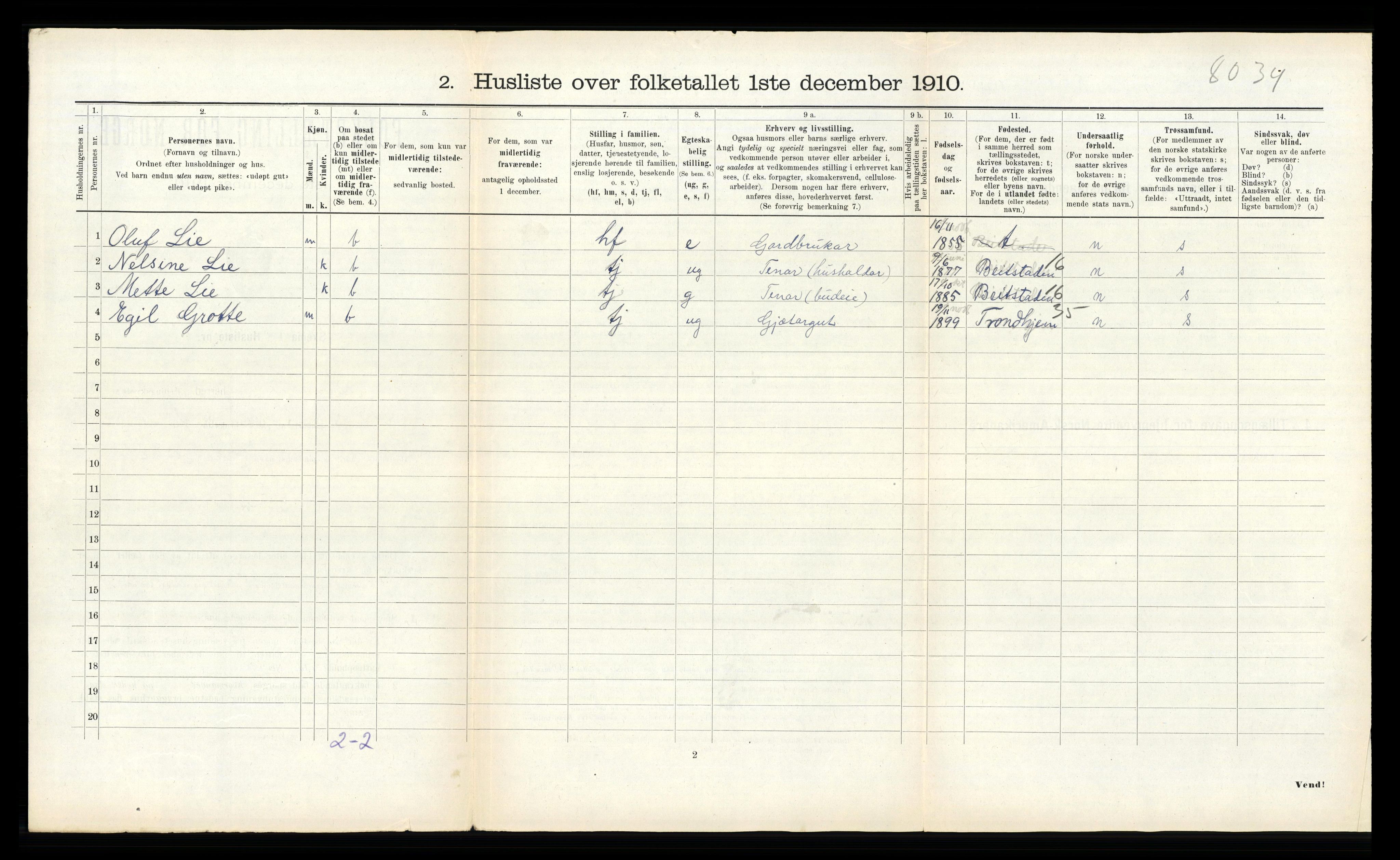 RA, 1910 census for Kvam, 1910, p. 446