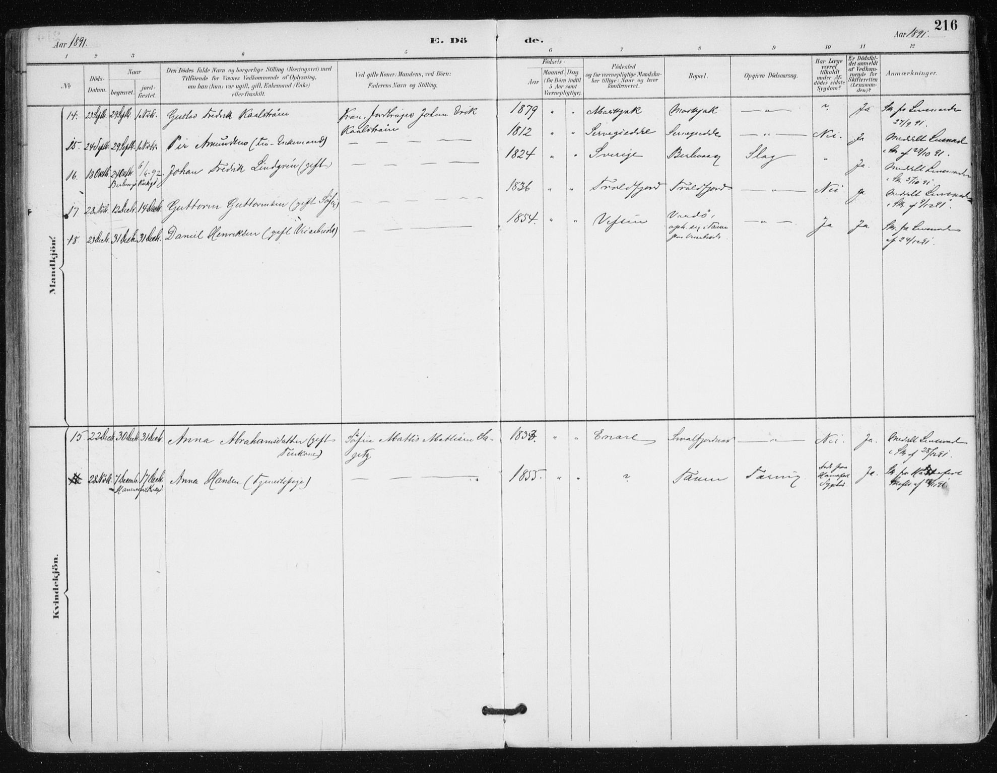 Tana sokneprestkontor, SATØ/S-1334/H/Ha/L0005kirke: Parish register (official) no. 5, 1891-1903, p. 216