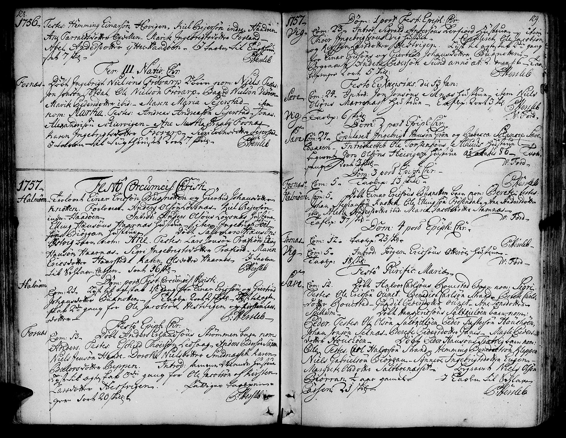 Ministerialprotokoller, klokkerbøker og fødselsregistre - Nord-Trøndelag, SAT/A-1458/773/L0607: Parish register (official) no. 773A01, 1751-1783, p. 128-129