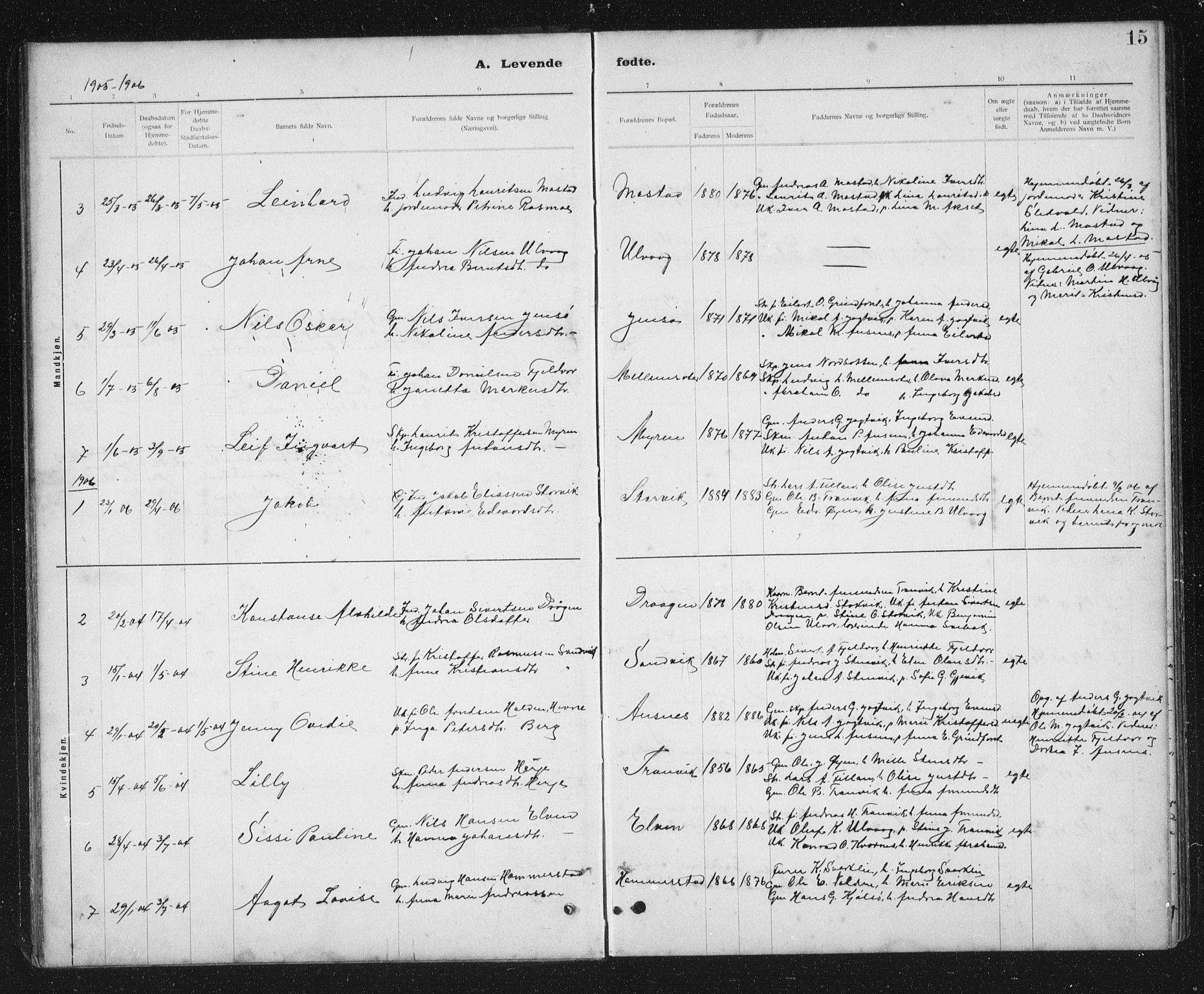 Ministerialprotokoller, klokkerbøker og fødselsregistre - Sør-Trøndelag, SAT/A-1456/637/L0563: Parish register (copy) no. 637C04, 1899-1940, p. 15