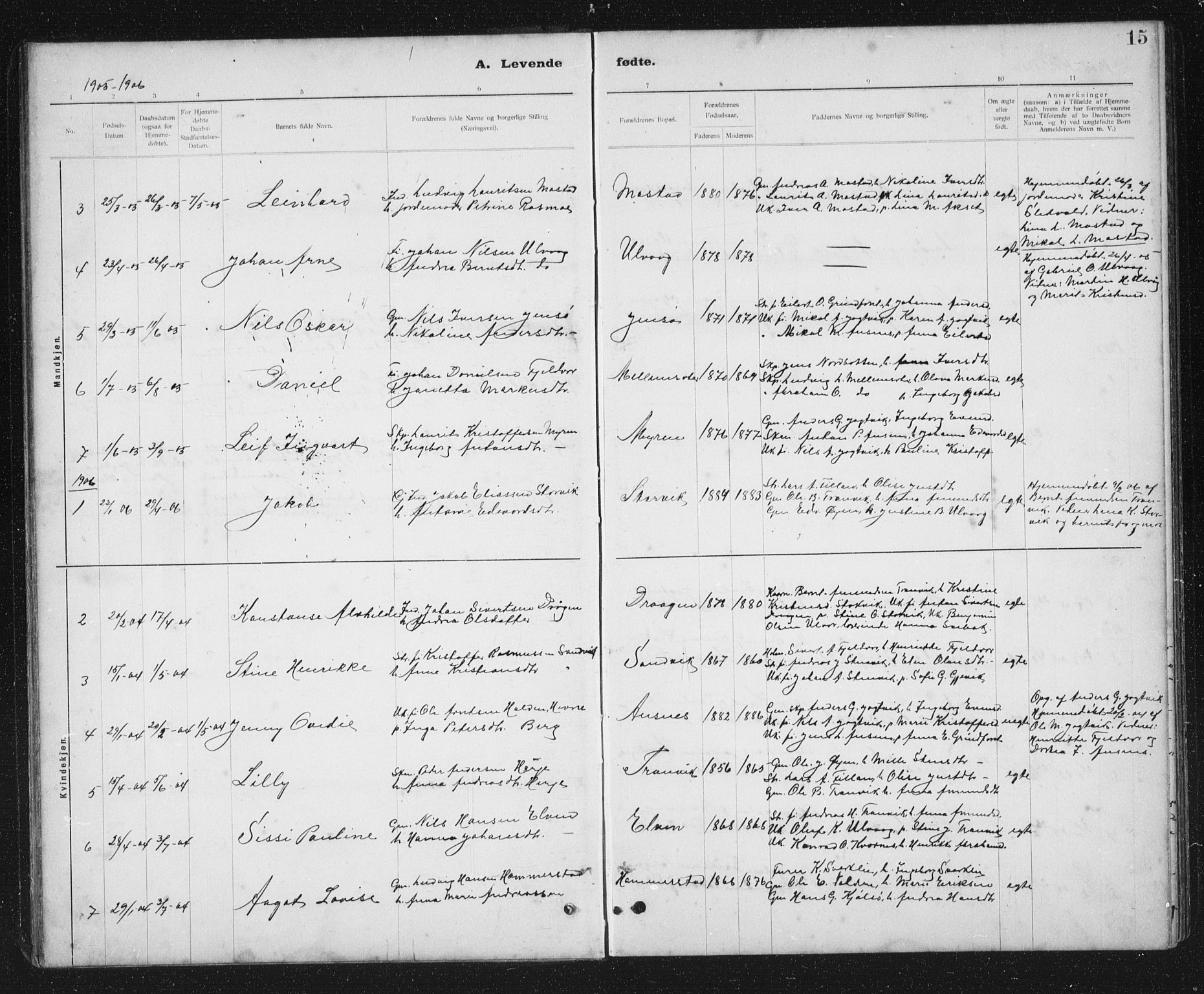 Ministerialprotokoller, klokkerbøker og fødselsregistre - Sør-Trøndelag, AV/SAT-A-1456/637/L0563: Parish register (copy) no. 637C04, 1899-1940, p. 15