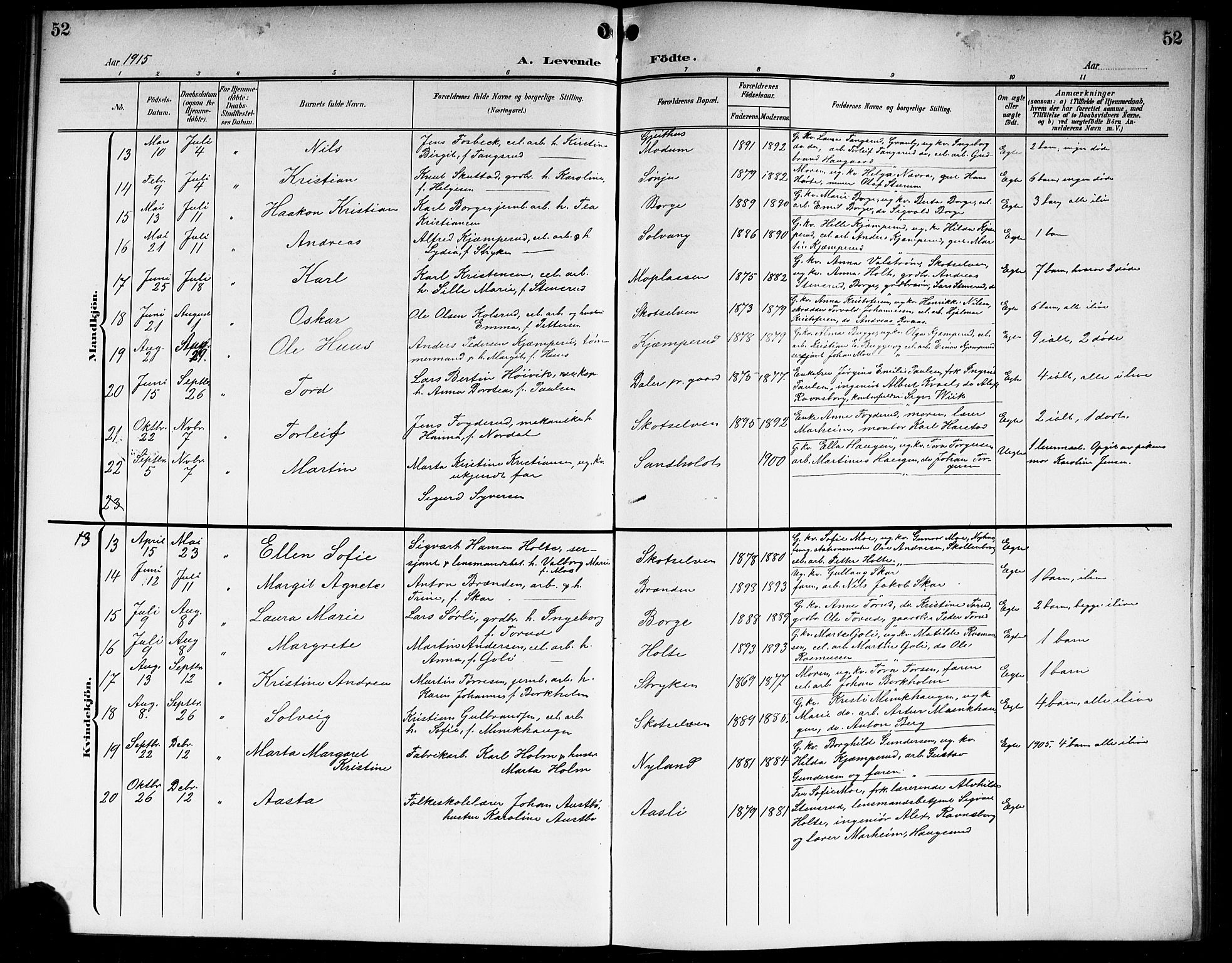 Eiker kirkebøker, AV/SAKO-A-4/G/Gb/L0005: Parish register (copy) no. II 5, 1901-1923, p. 52