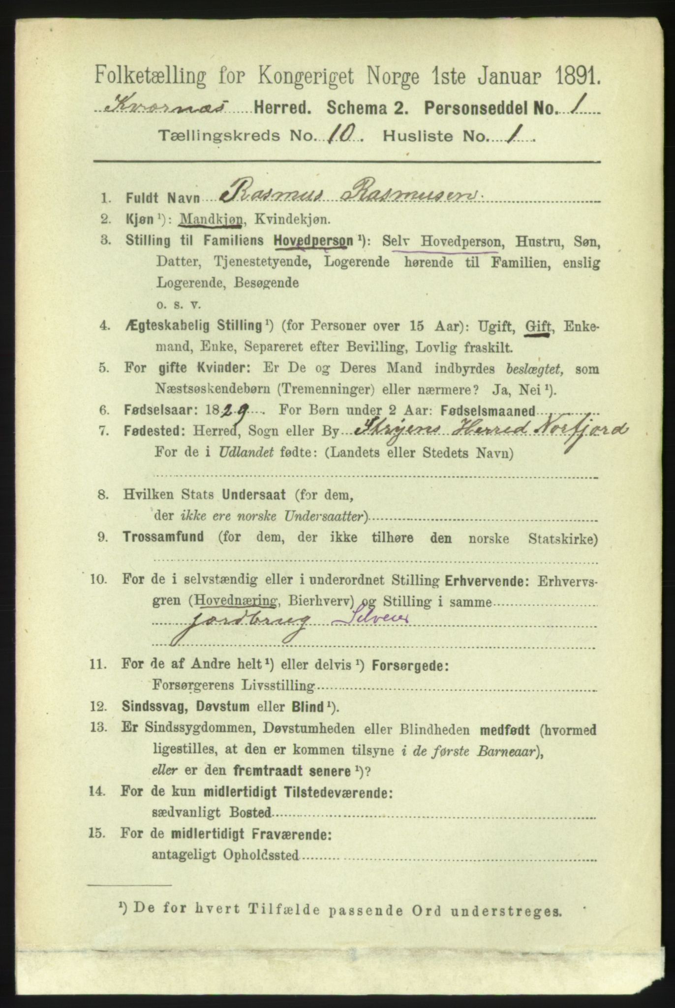 RA, 1891 census for 1553 Kvernes, 1891, p. 4328