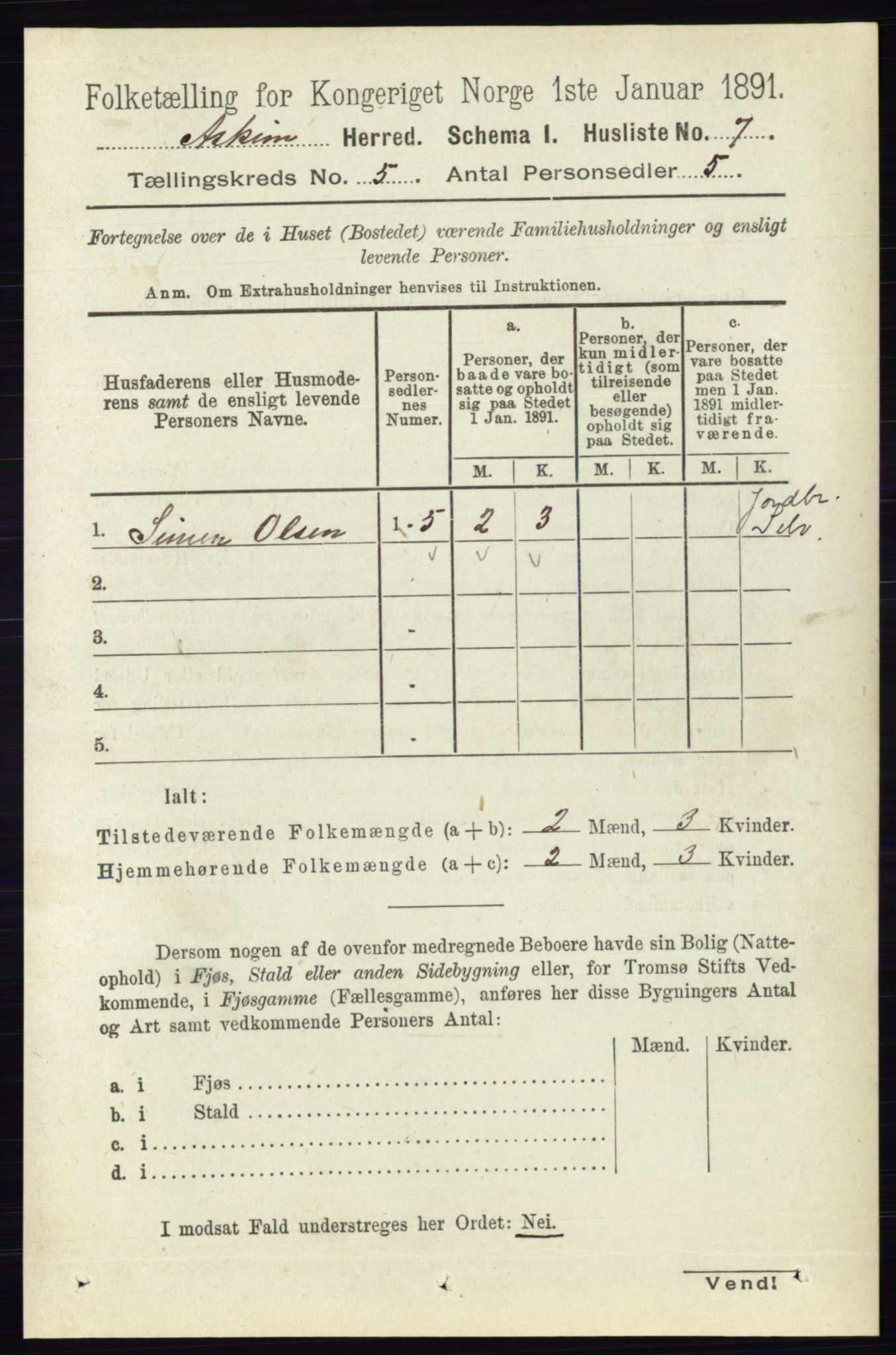 RA, 1891 census for 0124 Askim, 1891, p. 580