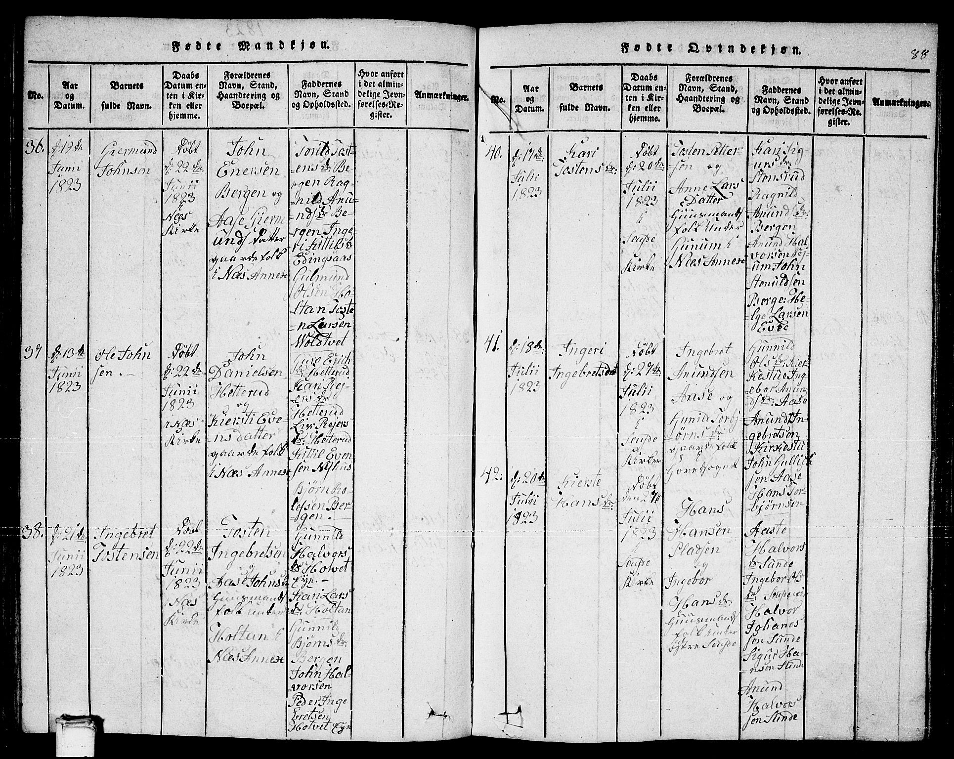 Sauherad kirkebøker, AV/SAKO-A-298/F/Fa/L0005: Parish register (official) no. I 5, 1815-1829, p. 88