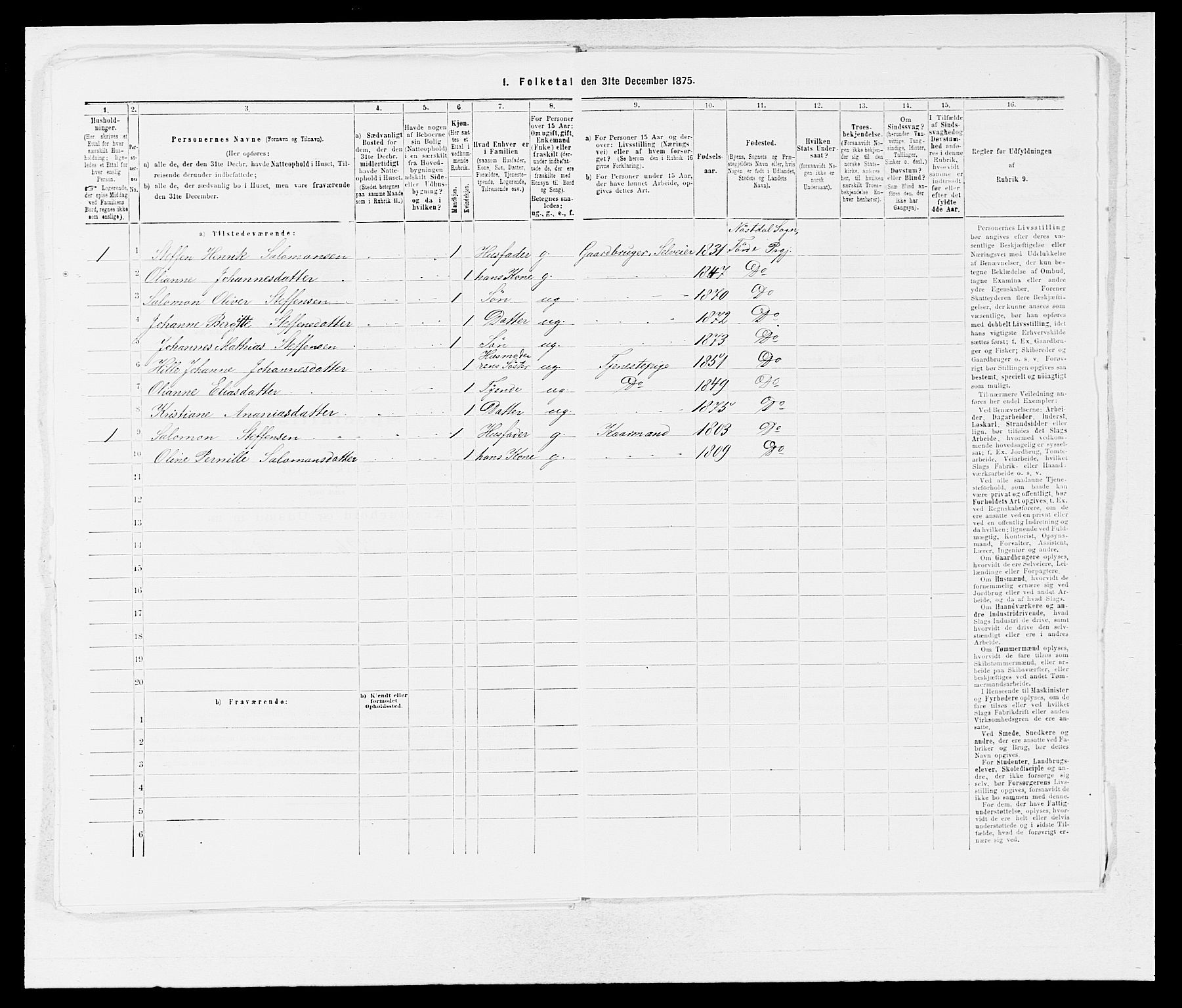 SAB, 1875 census for 1432P Førde, 1875, p. 1603