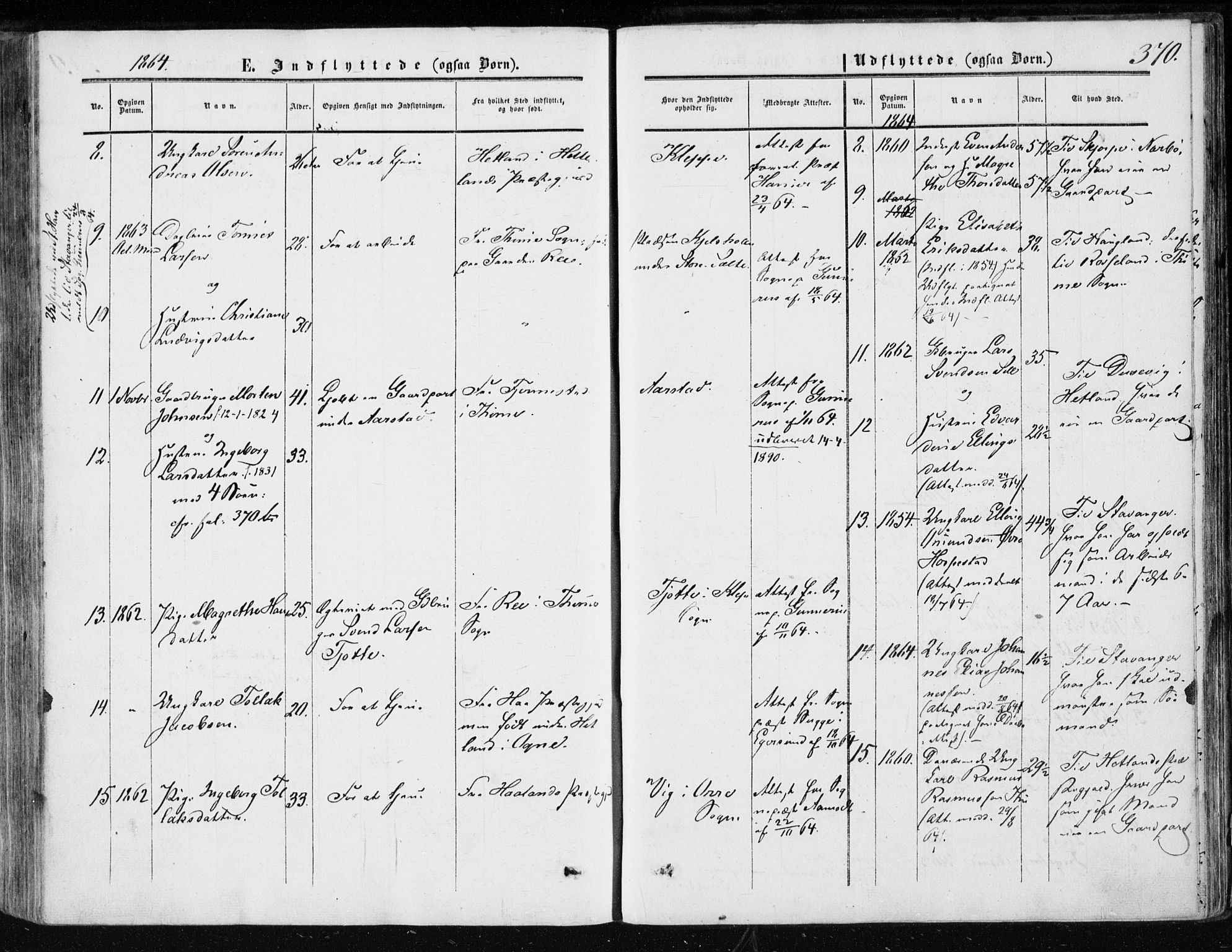 Klepp sokneprestkontor, AV/SAST-A-101803/001/3/30BA/L0005: Parish register (official) no. A 5, 1853-1870, p. 370