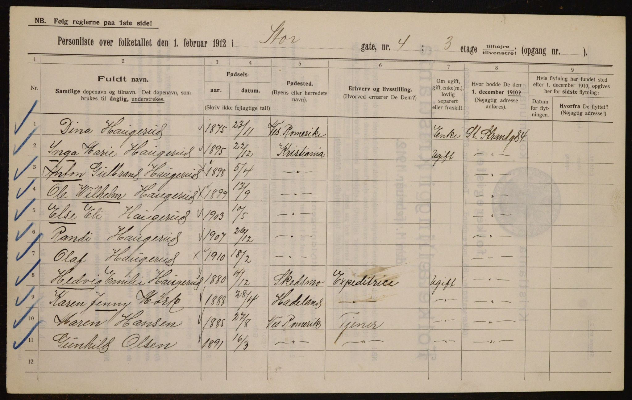 OBA, Municipal Census 1912 for Kristiania, 1912, p. 102923