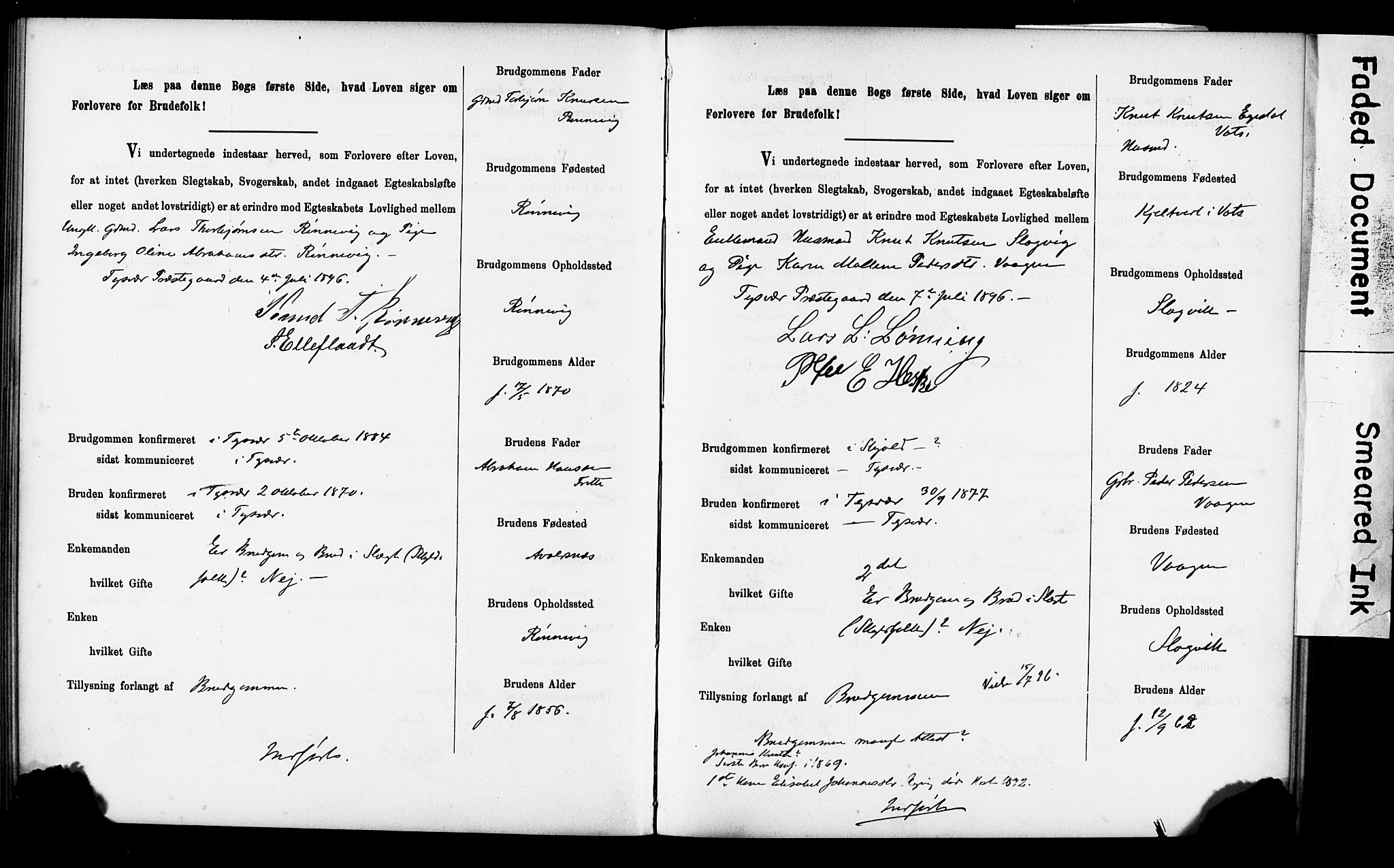 Tysvær sokneprestkontor, AV/SAST-A -101864/I/Ie/L0001: Banns register no. IX, 1886-1901