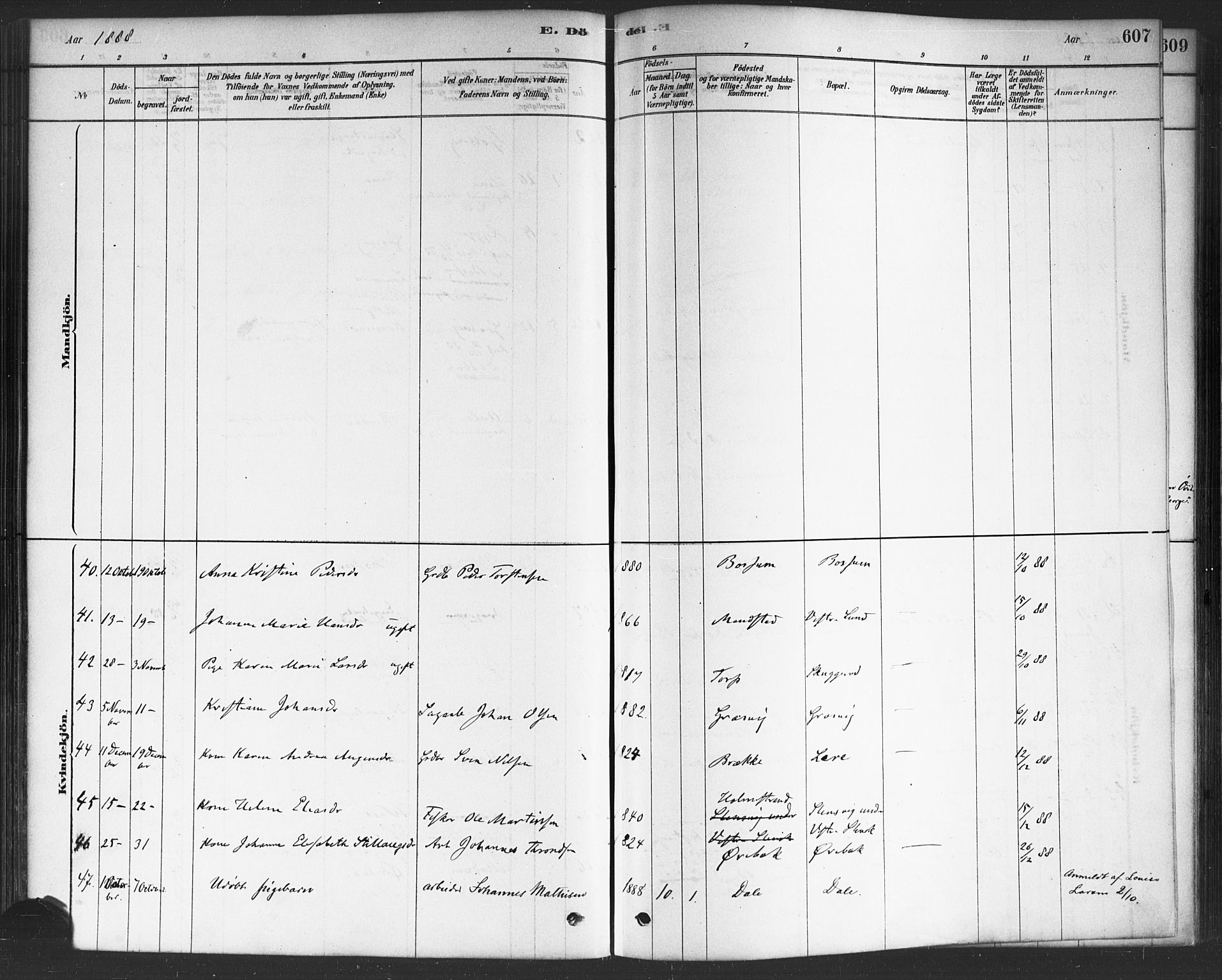 Onsøy prestekontor Kirkebøker, SAO/A-10914/F/Fa/L0006: Parish register (official) no. I 6, 1878-1898, p. 607