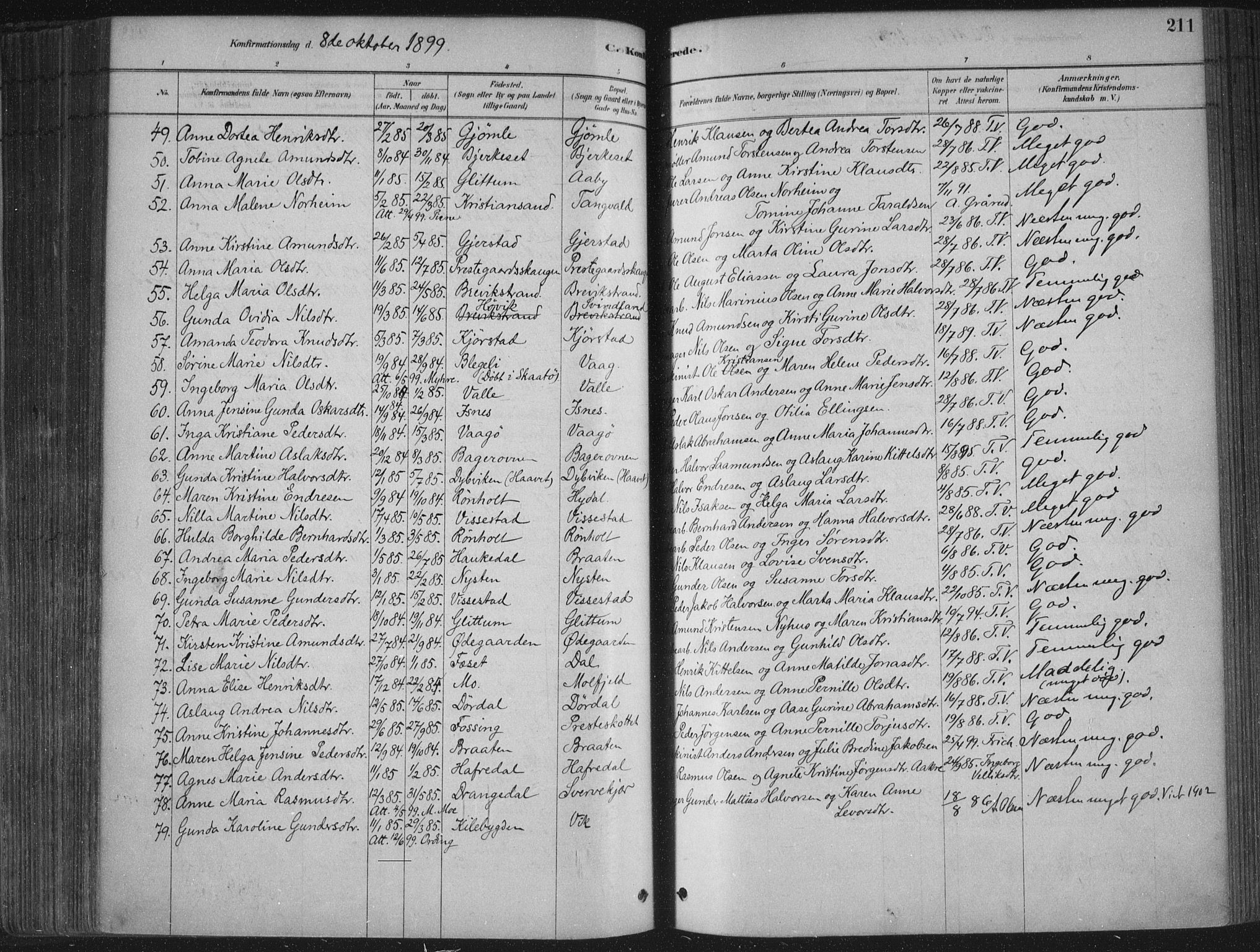 Bamble kirkebøker, AV/SAKO-A-253/F/Fa/L0007: Parish register (official) no. I 7, 1878-1888, p. 211