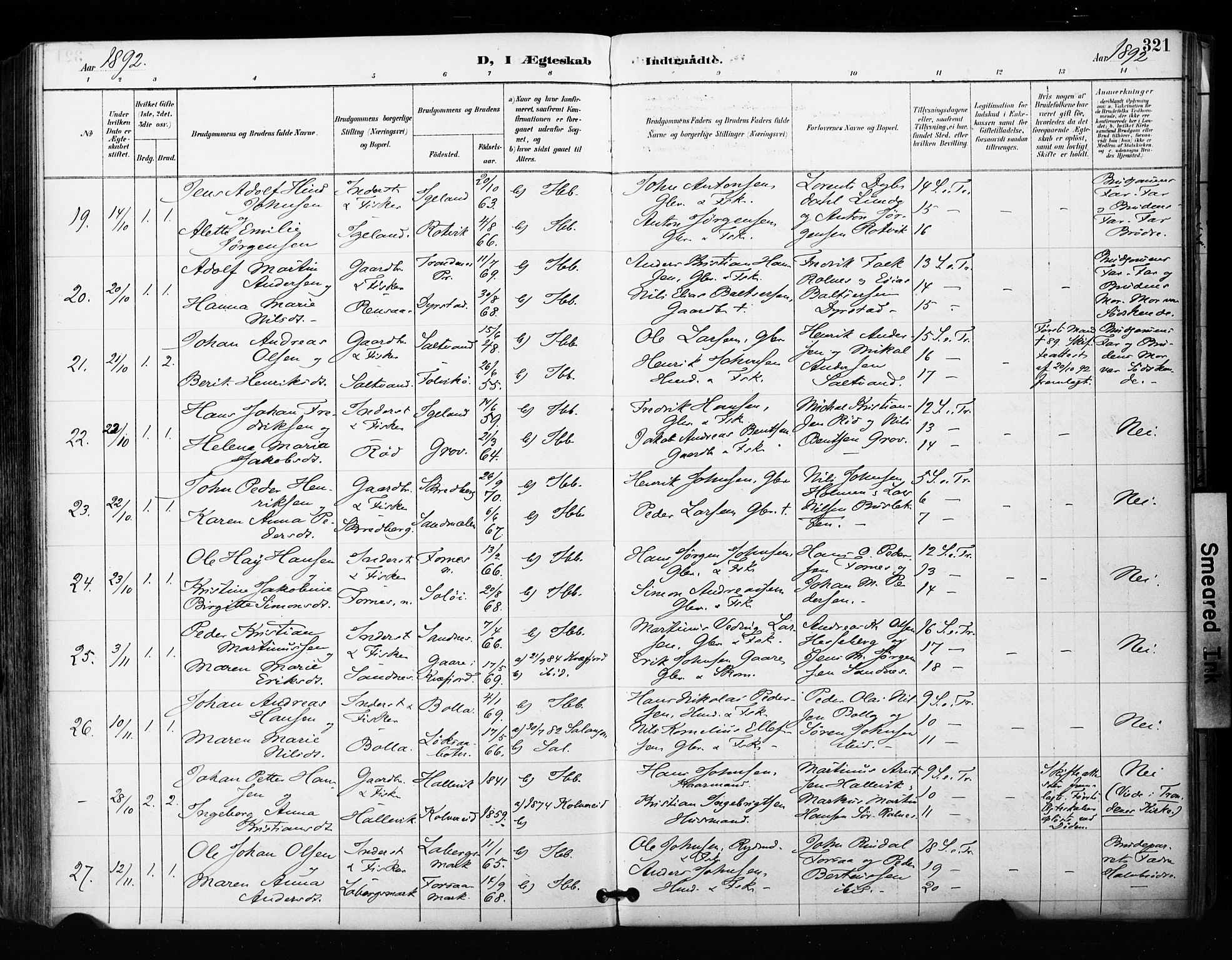 Ibestad sokneprestembete, SATØ/S-0077/H/Ha/Haa/L0012kirke: Parish register (official) no. 12, 1890-1900, p. 321