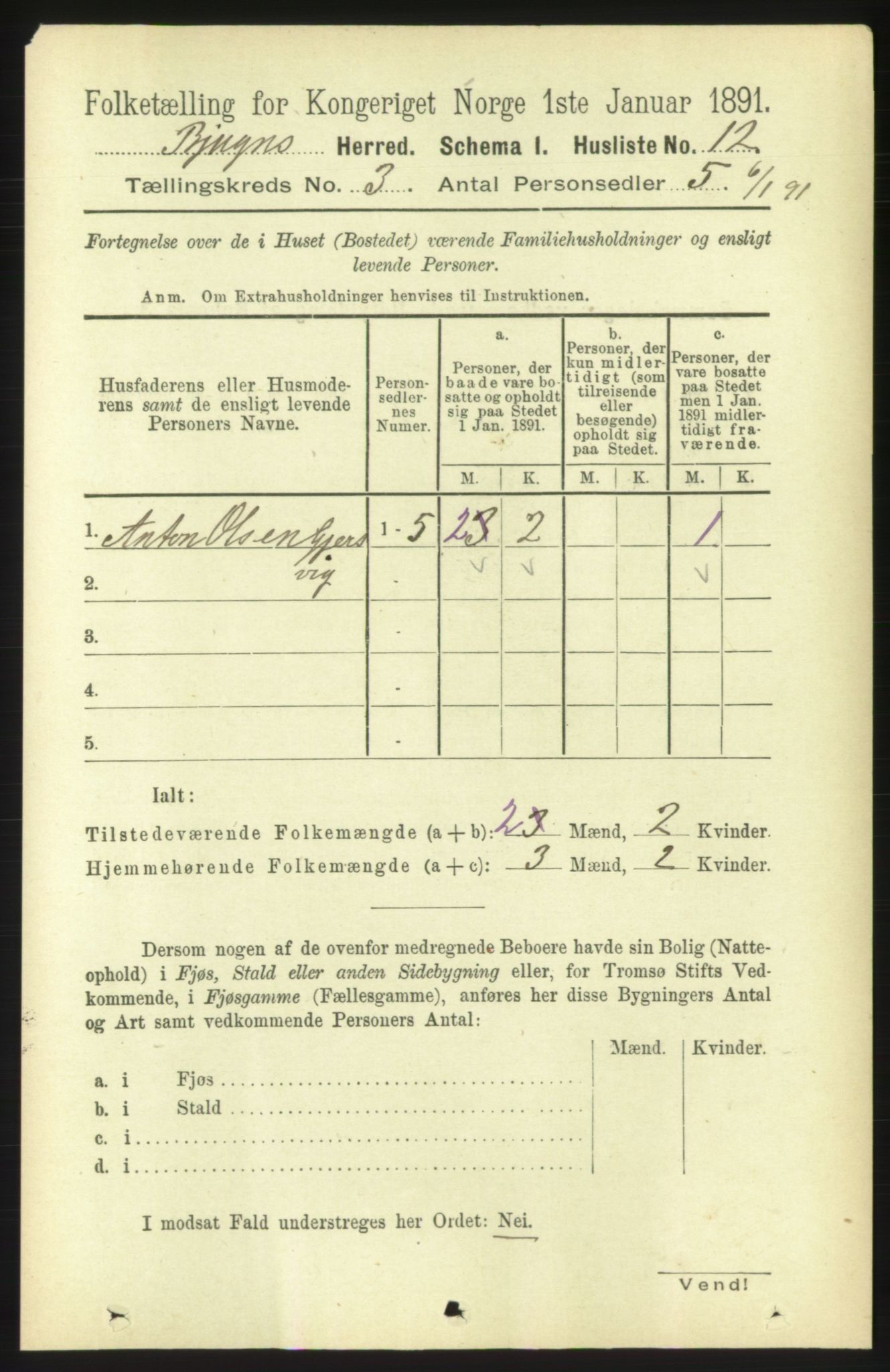 RA, 1891 census for 1627 Bjugn, 1891, p. 600