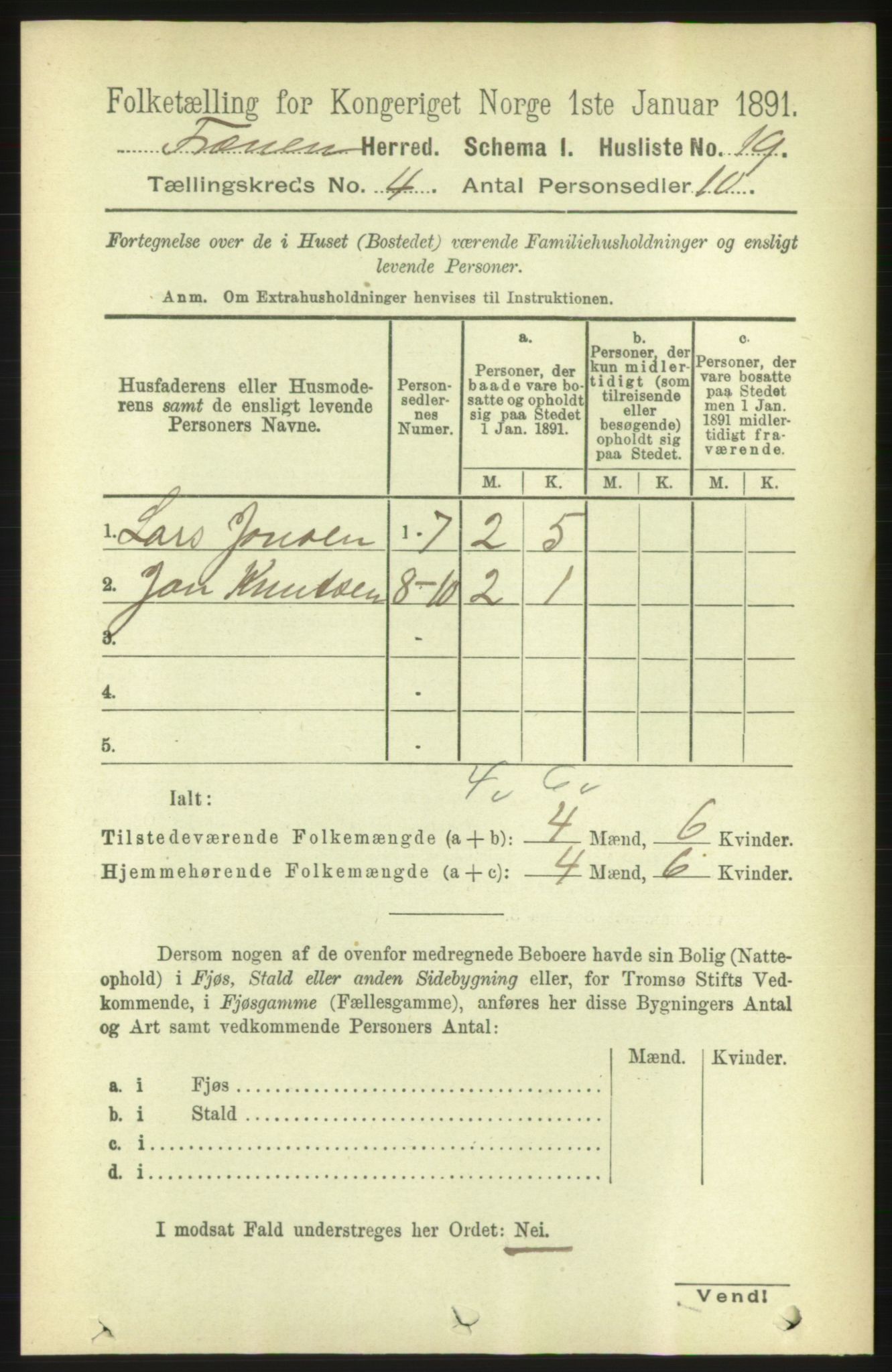 RA, 1891 census for 1548 Fræna, 1891, p. 1099