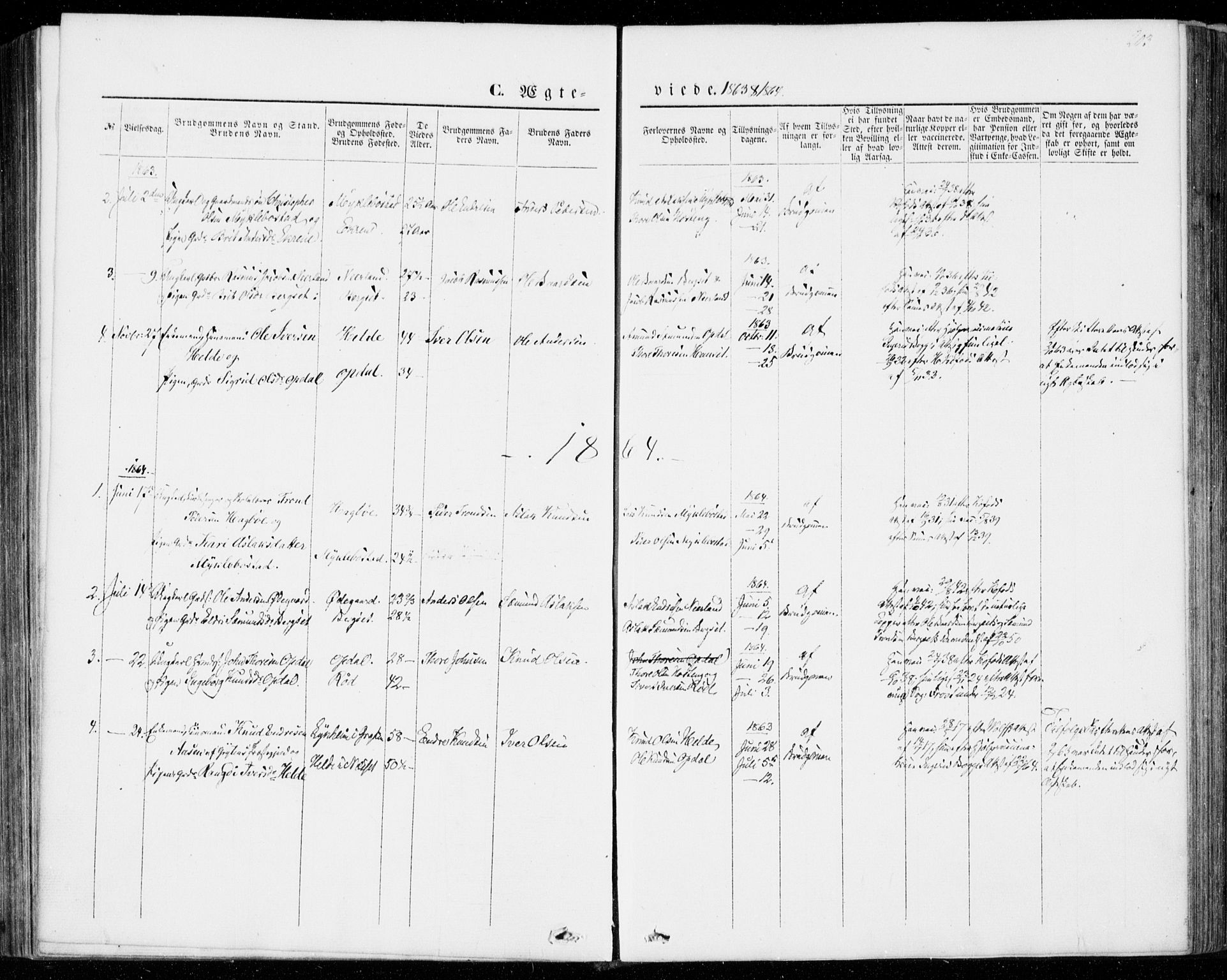 Ministerialprotokoller, klokkerbøker og fødselsregistre - Møre og Romsdal, SAT/A-1454/554/L0643: Parish register (official) no. 554A01, 1846-1879, p. 203