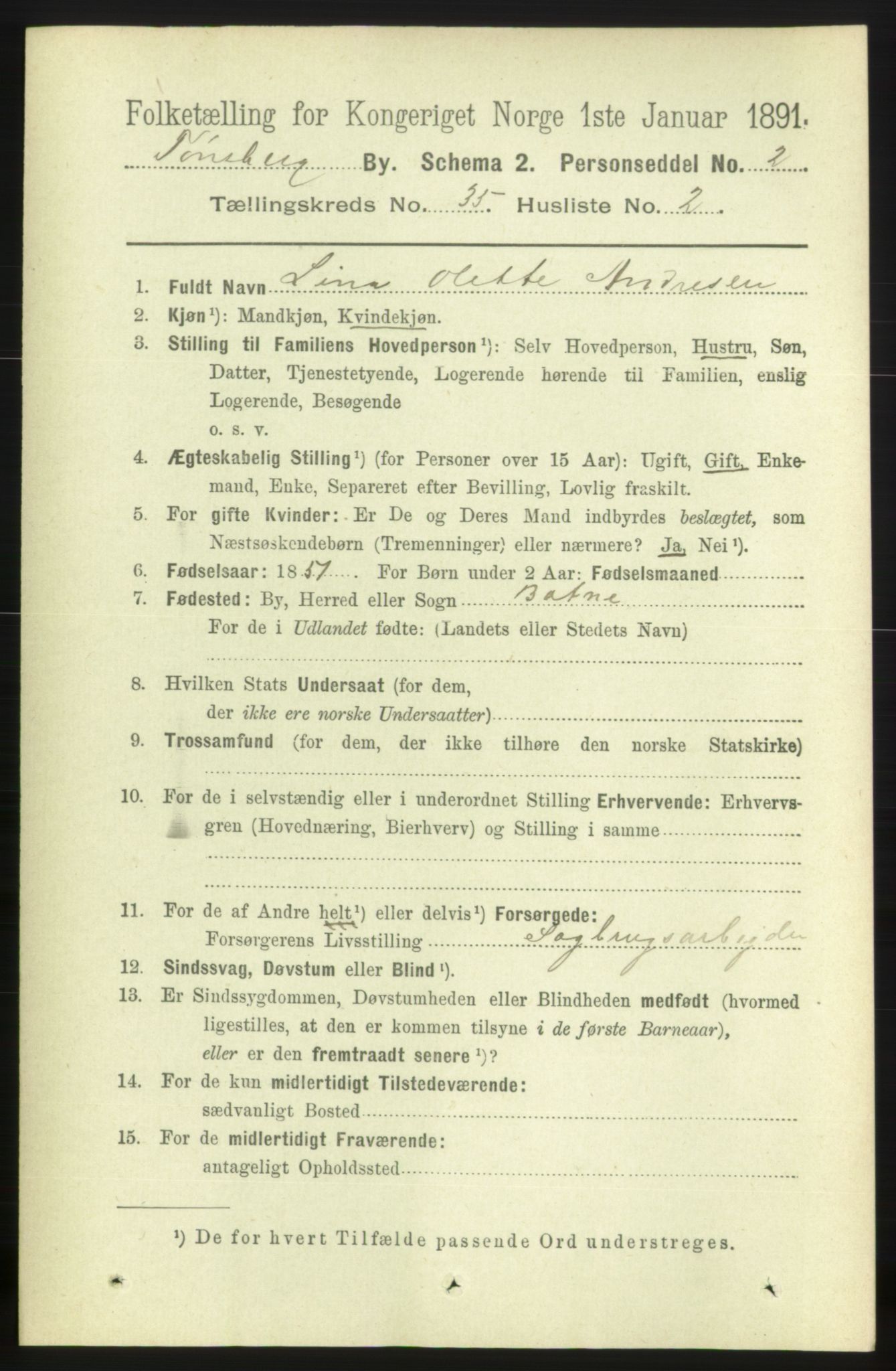 RA, 1891 census for 0705 Tønsberg, 1891, p. 7778