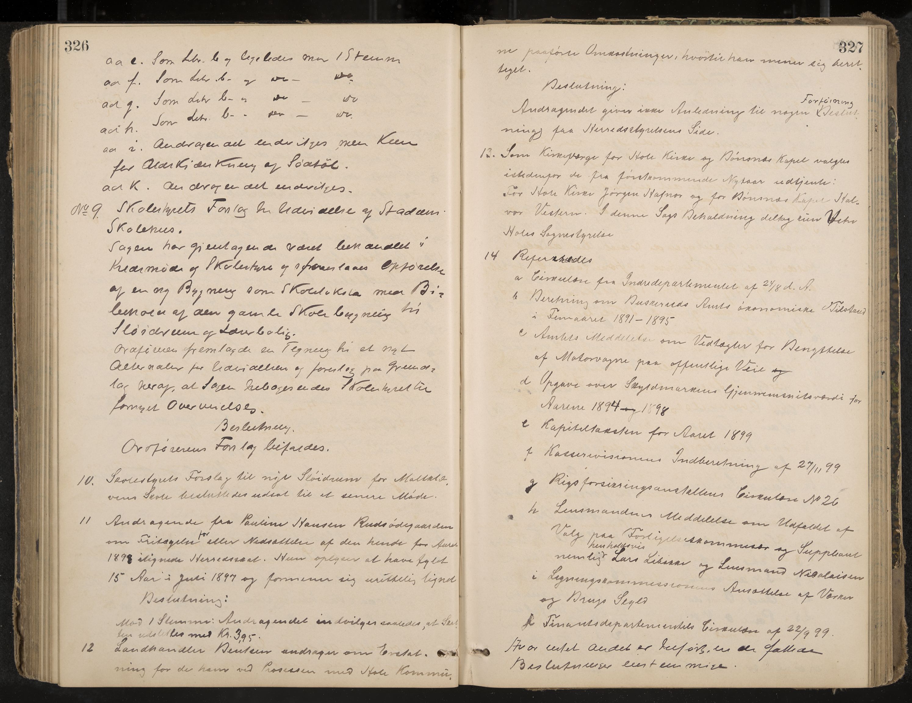 Hole formannskap og sentraladministrasjon, IKAK/0612021-1/A/Aa/L0003: Møtebok med register, 1892-1902, p. 326-327