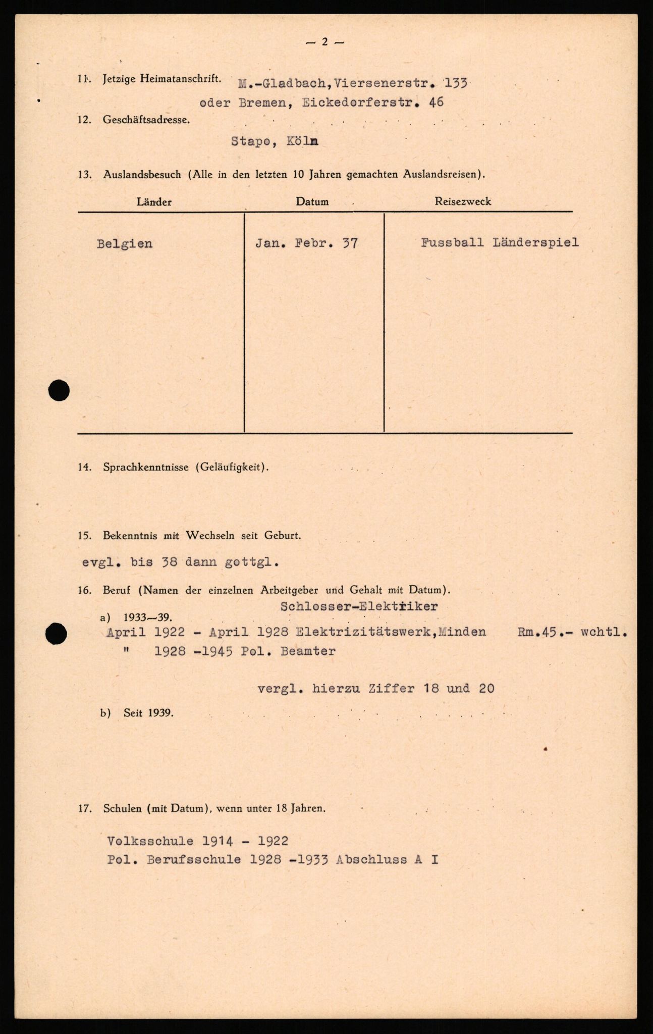 Forsvaret, Forsvarets overkommando II, AV/RA-RAFA-3915/D/Db/L0034: CI Questionaires. Tyske okkupasjonsstyrker i Norge. Tyskere., 1945-1946, p. 299