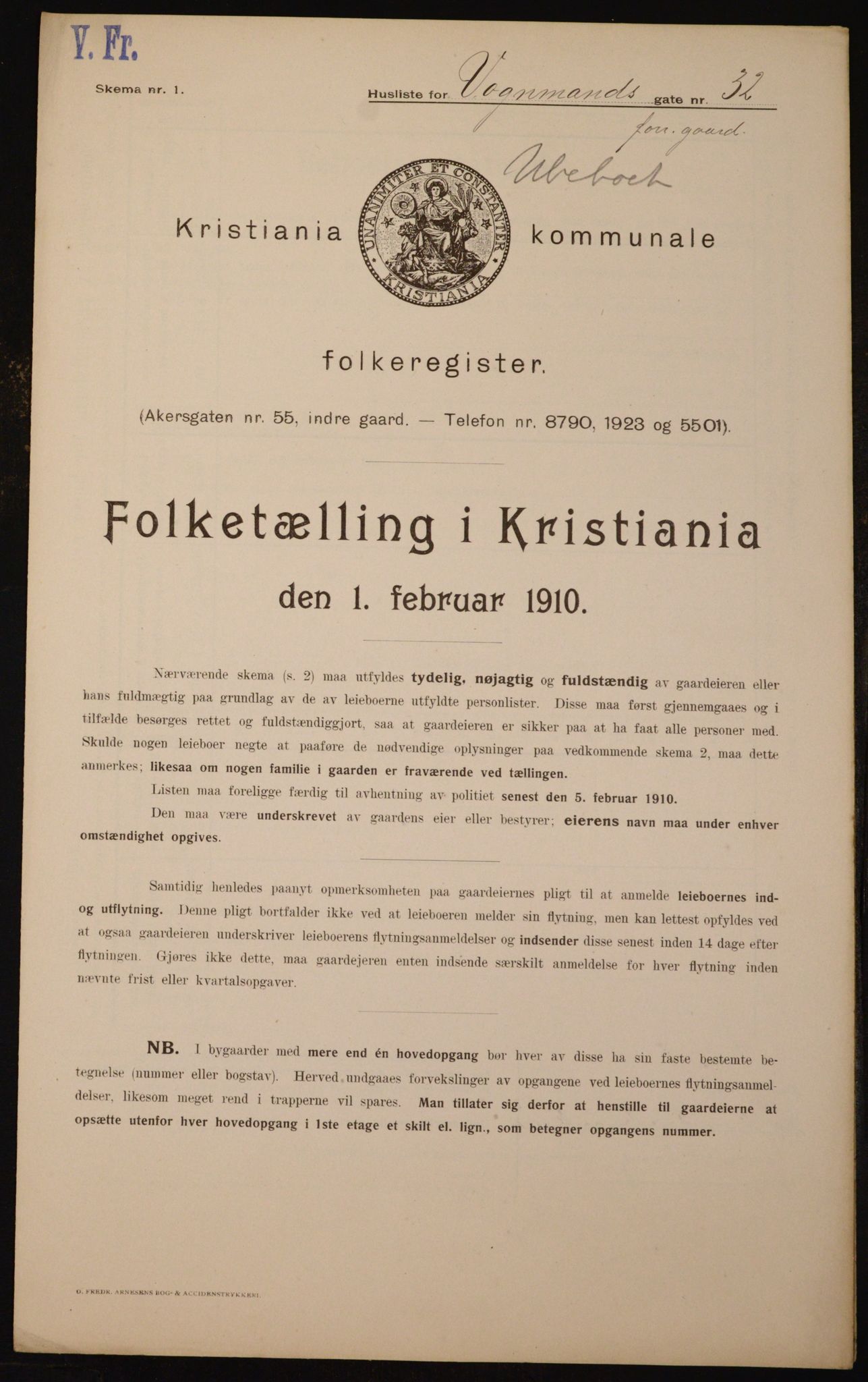 OBA, Municipal Census 1910 for Kristiania, 1910, p. 117828