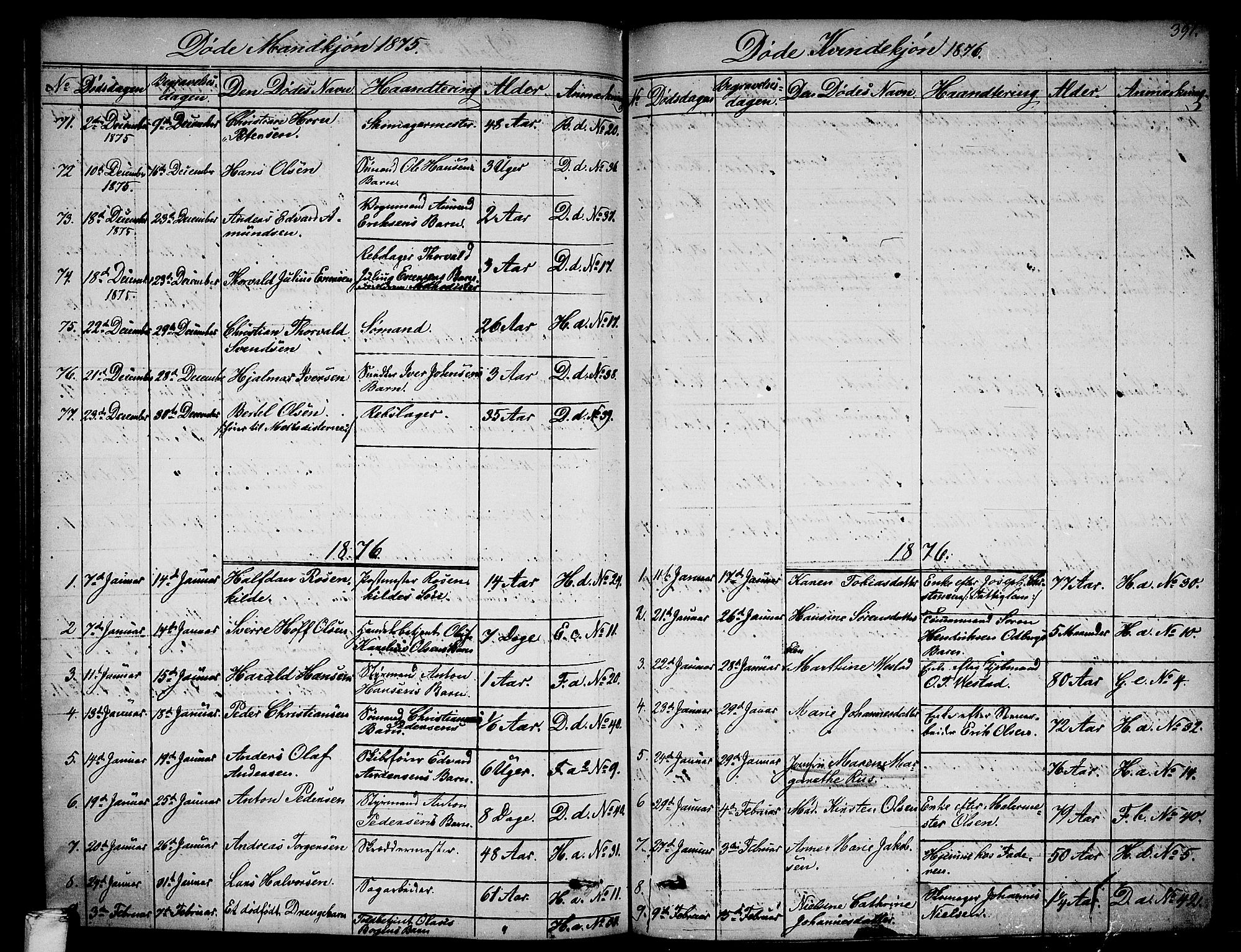 Larvik kirkebøker, AV/SAKO-A-352/G/Ga/L0004: Parish register (copy) no. I 4, 1871-1888, p. 391