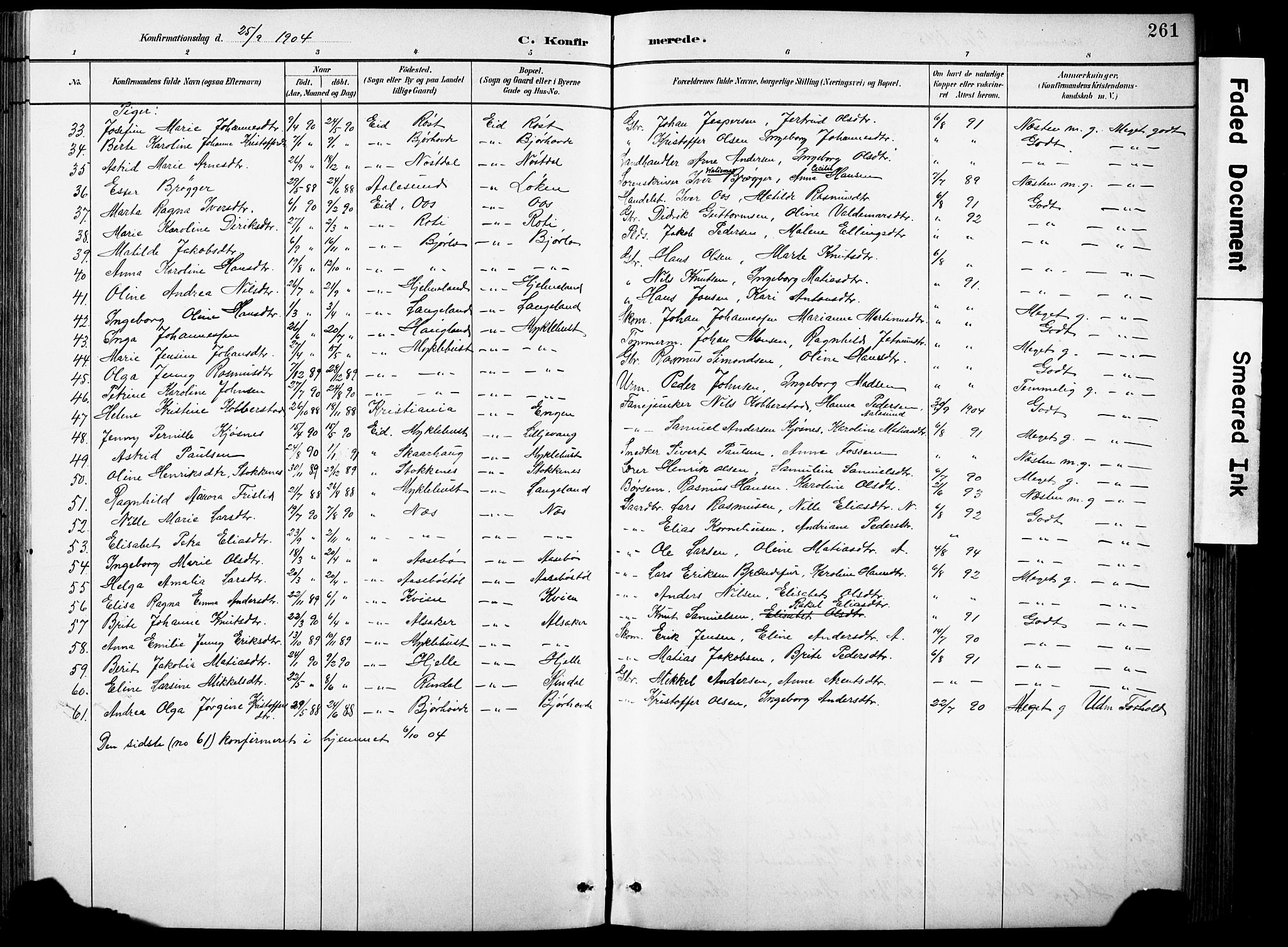 Eid sokneprestembete, AV/SAB-A-82301/H/Hab/Habb/L0002: Parish register (copy) no. B 2, 1882-1907, p. 261