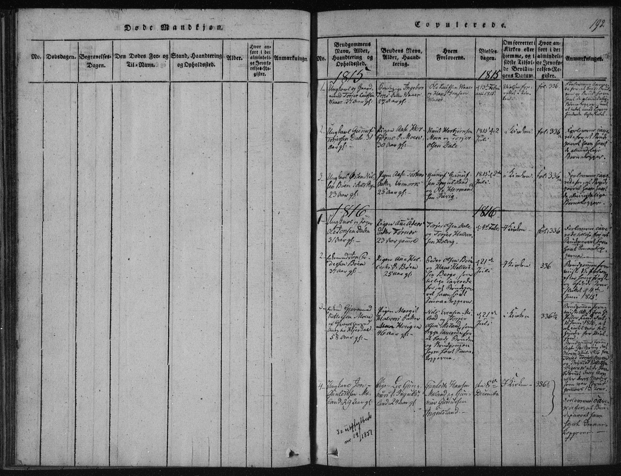 Tinn kirkebøker, SAKO/A-308/F/Fc/L0001: Parish register (official) no. III 1, 1815-1843, p. 192