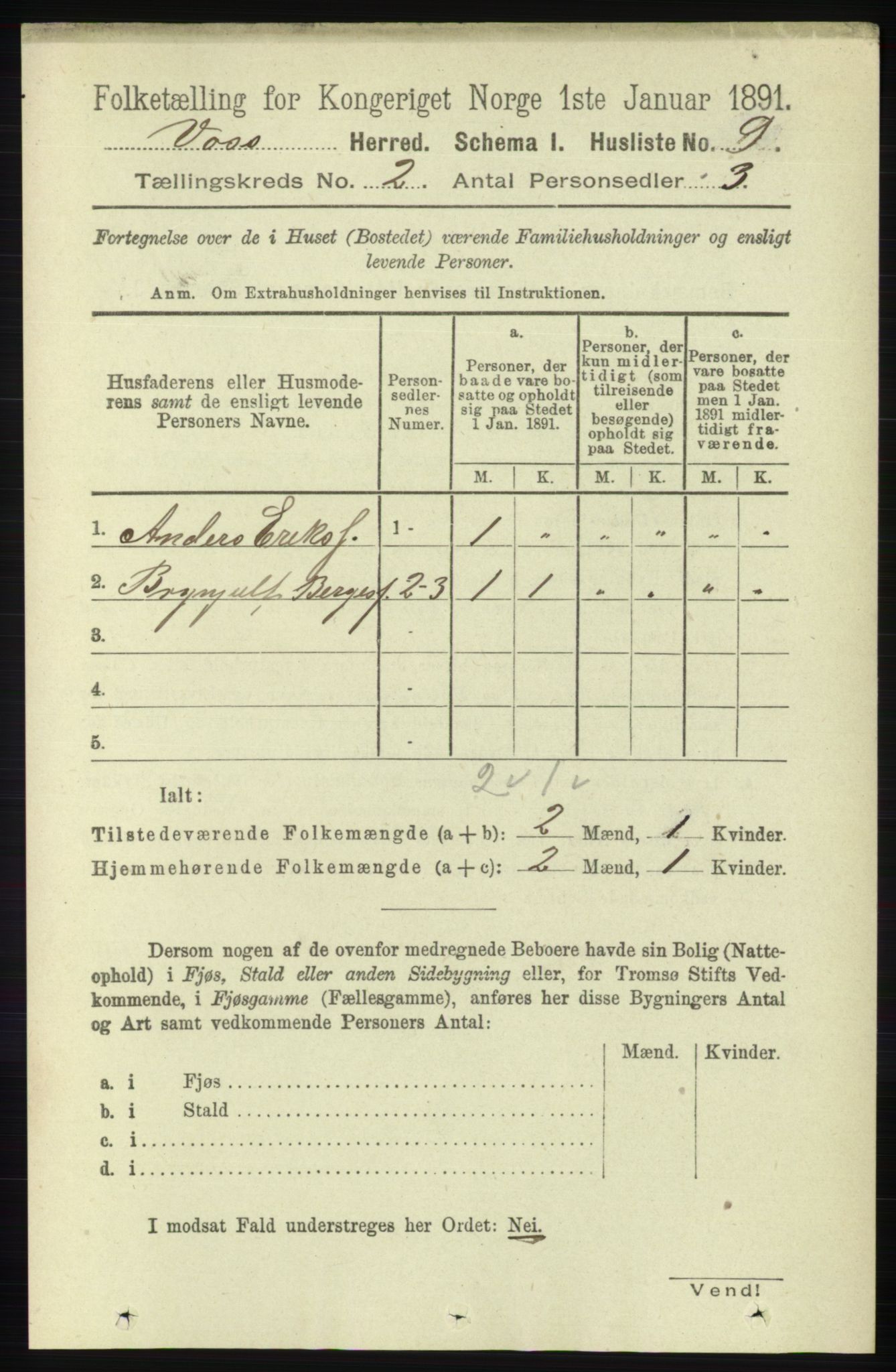 RA, 1891 census for 1235 Voss, 1891, p. 551