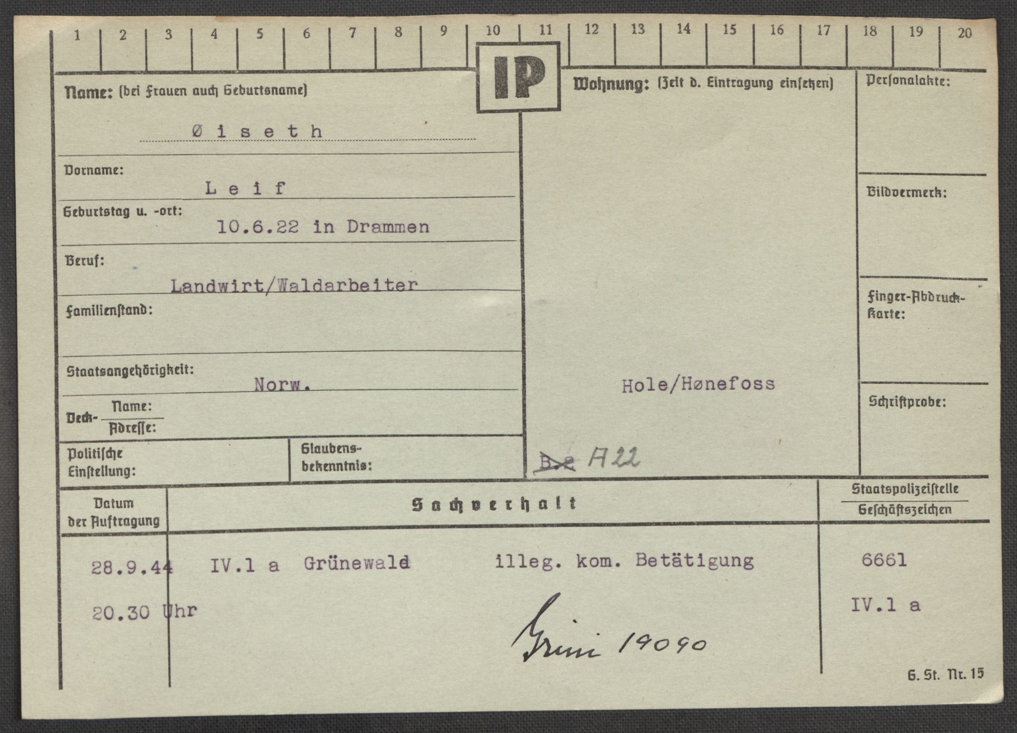 Befehlshaber der Sicherheitspolizei und des SD, AV/RA-RAFA-5969/E/Ea/Eaa/L0010: Register over norske fanger i Møllergata 19: Sø-Å, 1940-1945, p. 1246