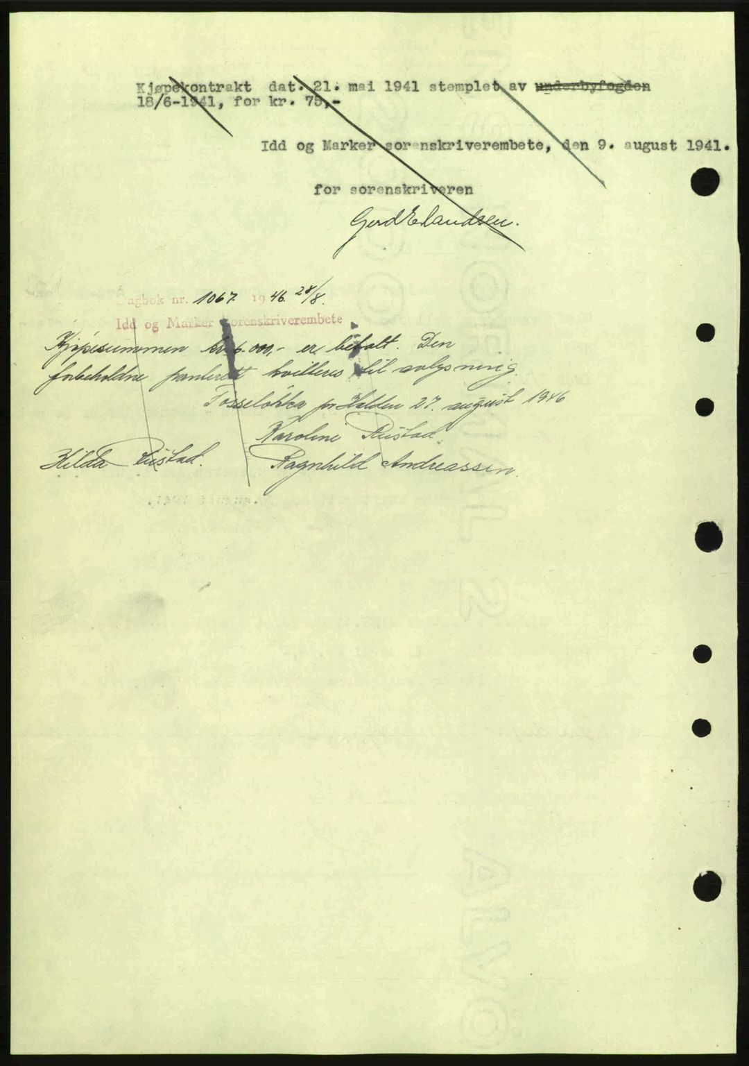 Idd og Marker sorenskriveri, AV/SAO-A-10283/G/Gb/Gbb/L0004: Mortgage book no. A4, 1940-1941, Diary no: : 821/1941