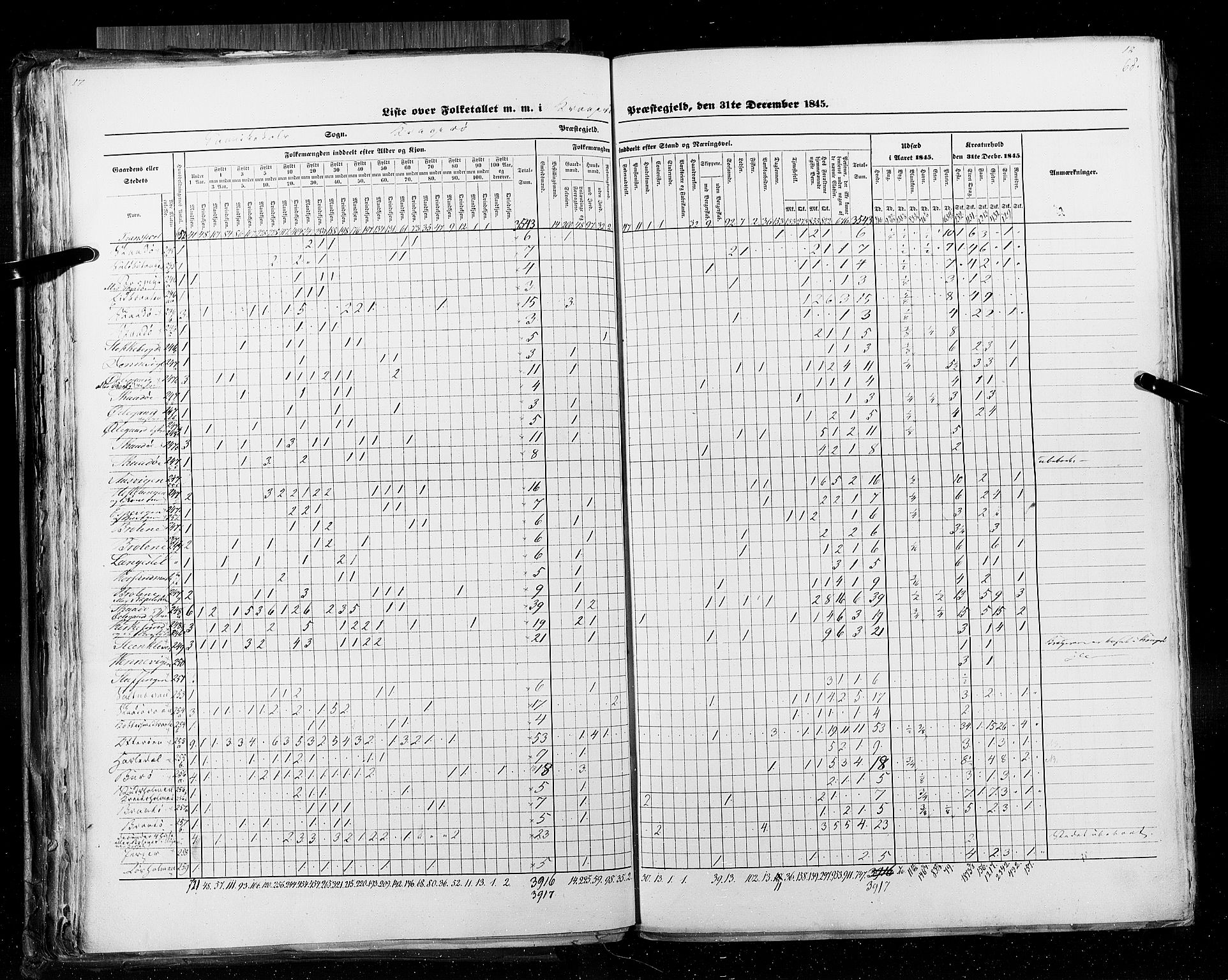 RA, Census 1845, vol. 5: Bratsberg amt og Nedenes og Råbyggelaget amt, 1845, p. 68