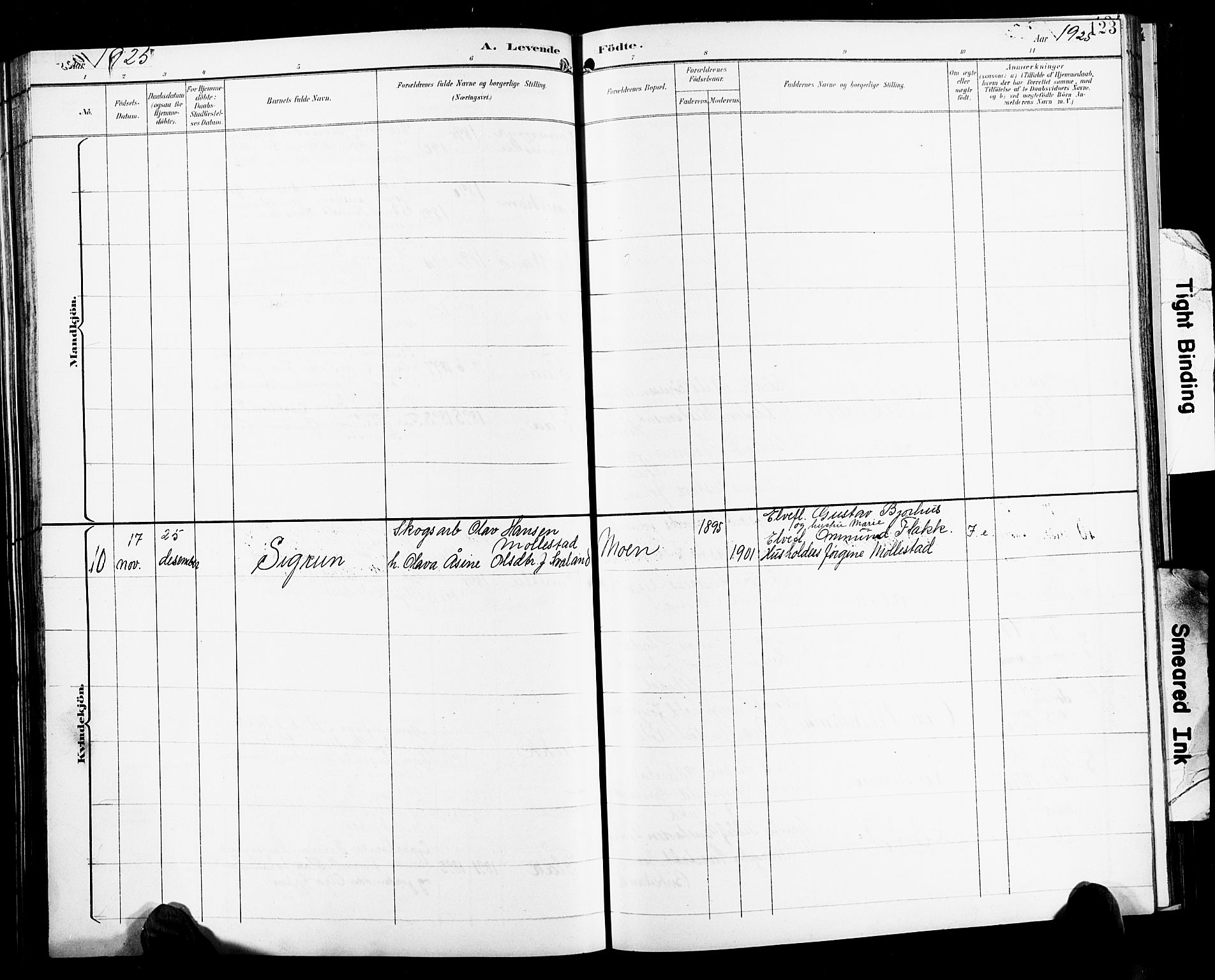 Birkenes sokneprestkontor, AV/SAK-1111-0004/F/Fb/L0004: Parish register (copy) no. B 4, 1893-1930, p. 123
