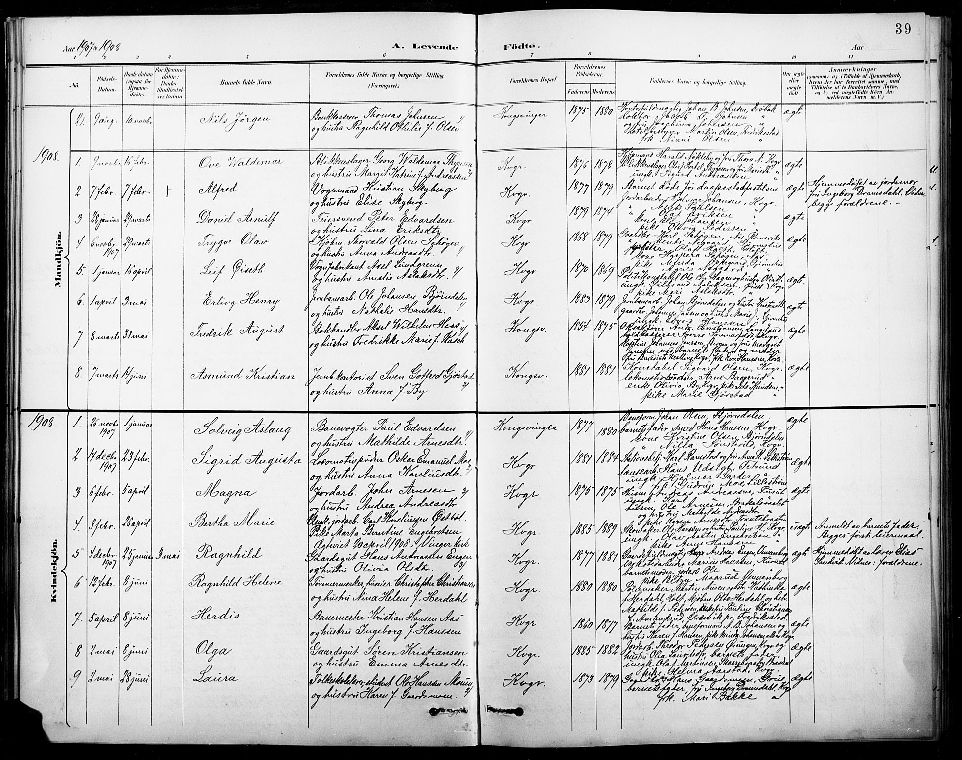 Vinger prestekontor, AV/SAH-PREST-024/H/Ha/Hab/L0005: Parish register (copy) no. 5, 1895-1920, p. 39