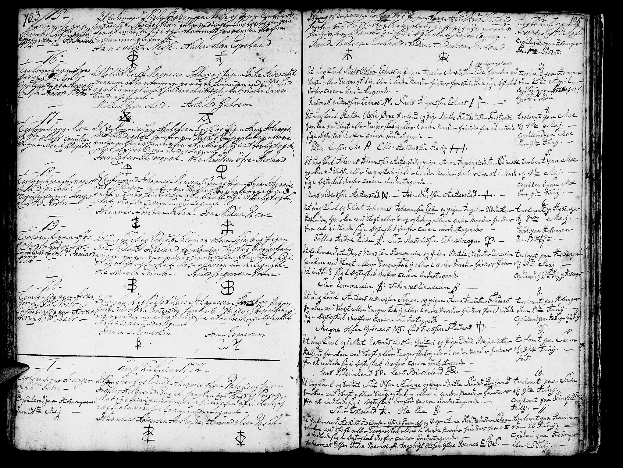 Hosanger sokneprestembete, SAB/A-75801/H/Haa: Parish register (official) no. A 2 /1, 1766-1793, p. 105