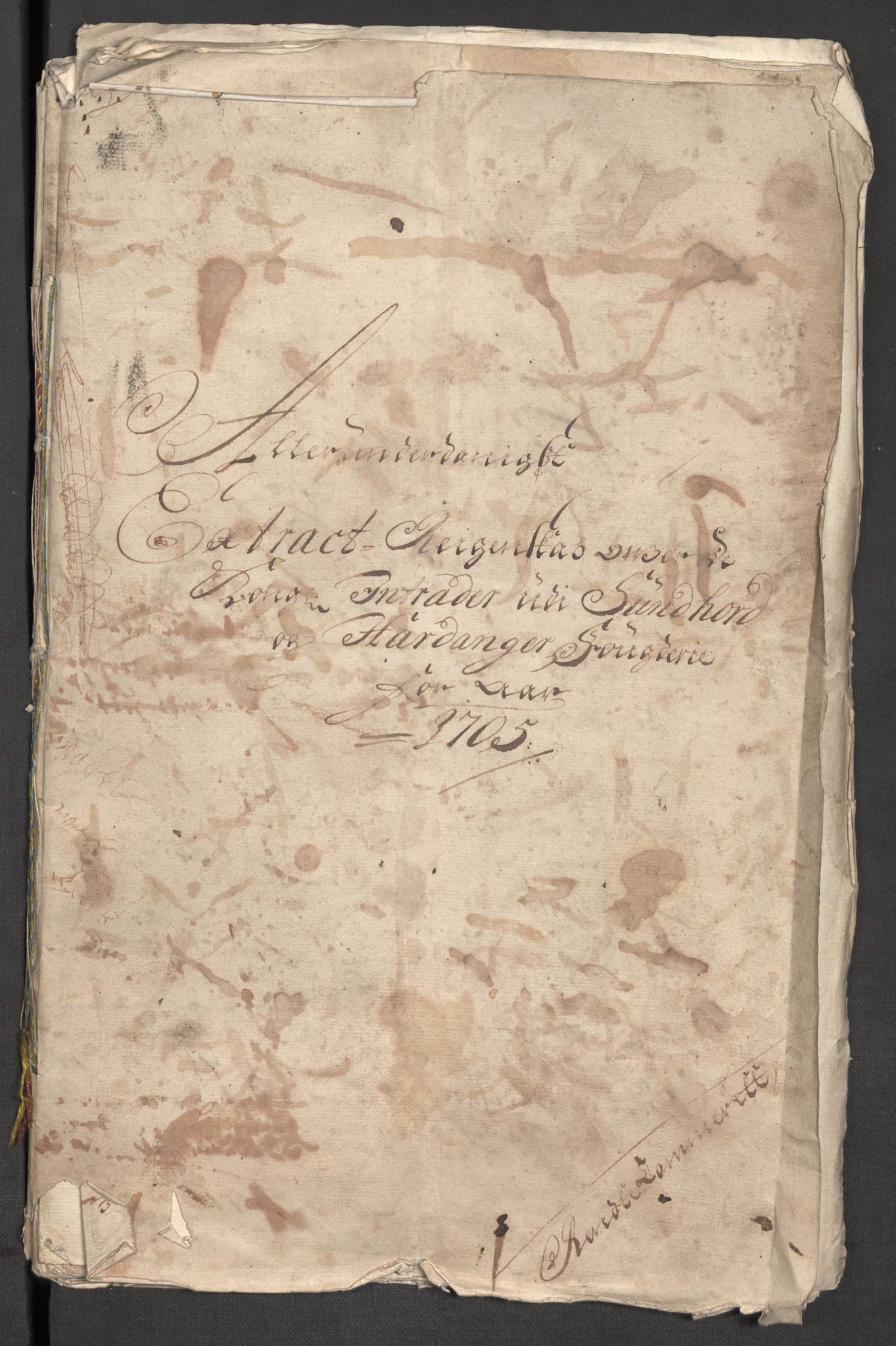 Rentekammeret inntil 1814, Reviderte regnskaper, Fogderegnskap, RA/EA-4092/R48/L2983: Fogderegnskap Sunnhordland og Hardanger, 1705, p. 4