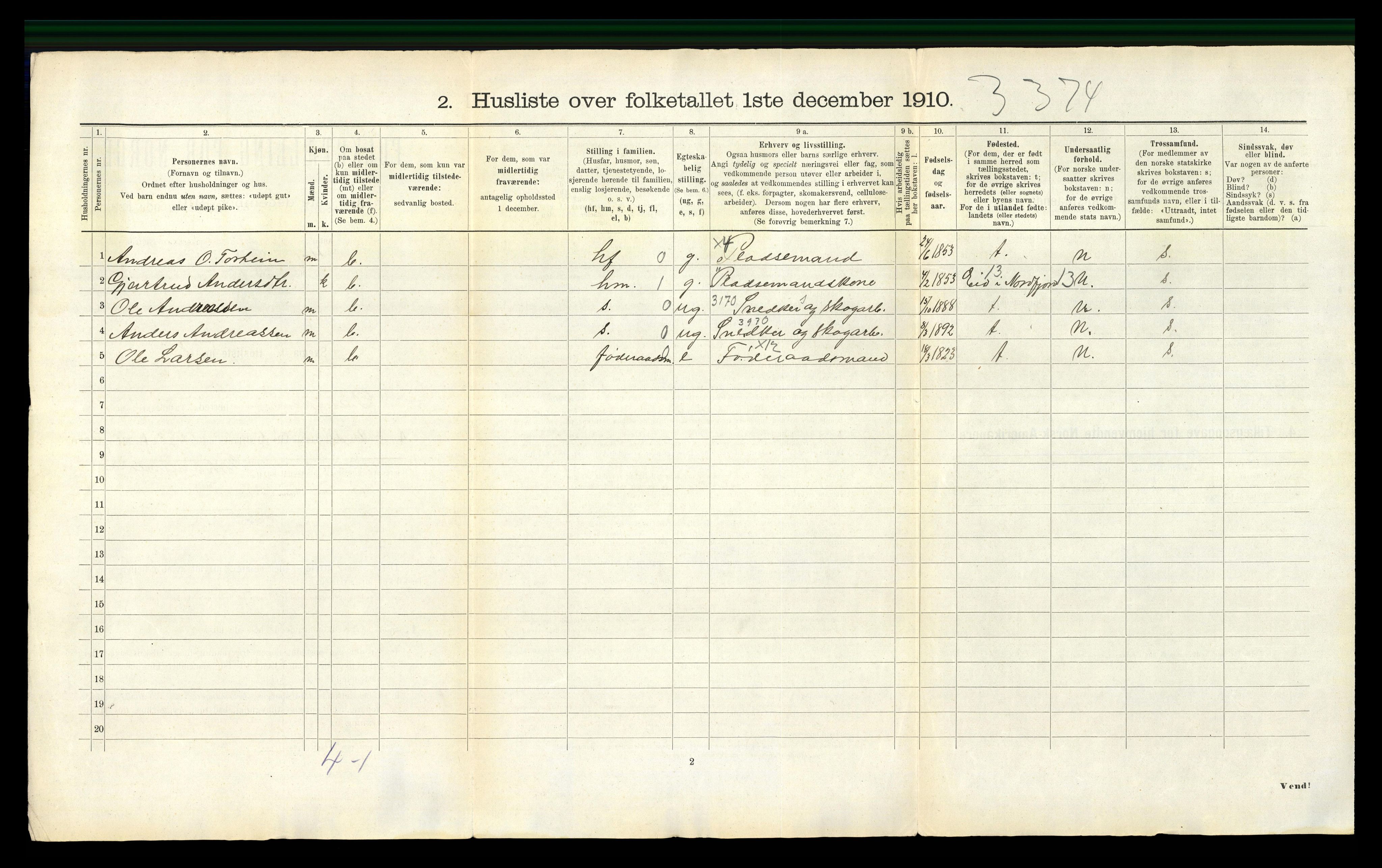 RA, 1910 census for Davik, 1910, p. 55