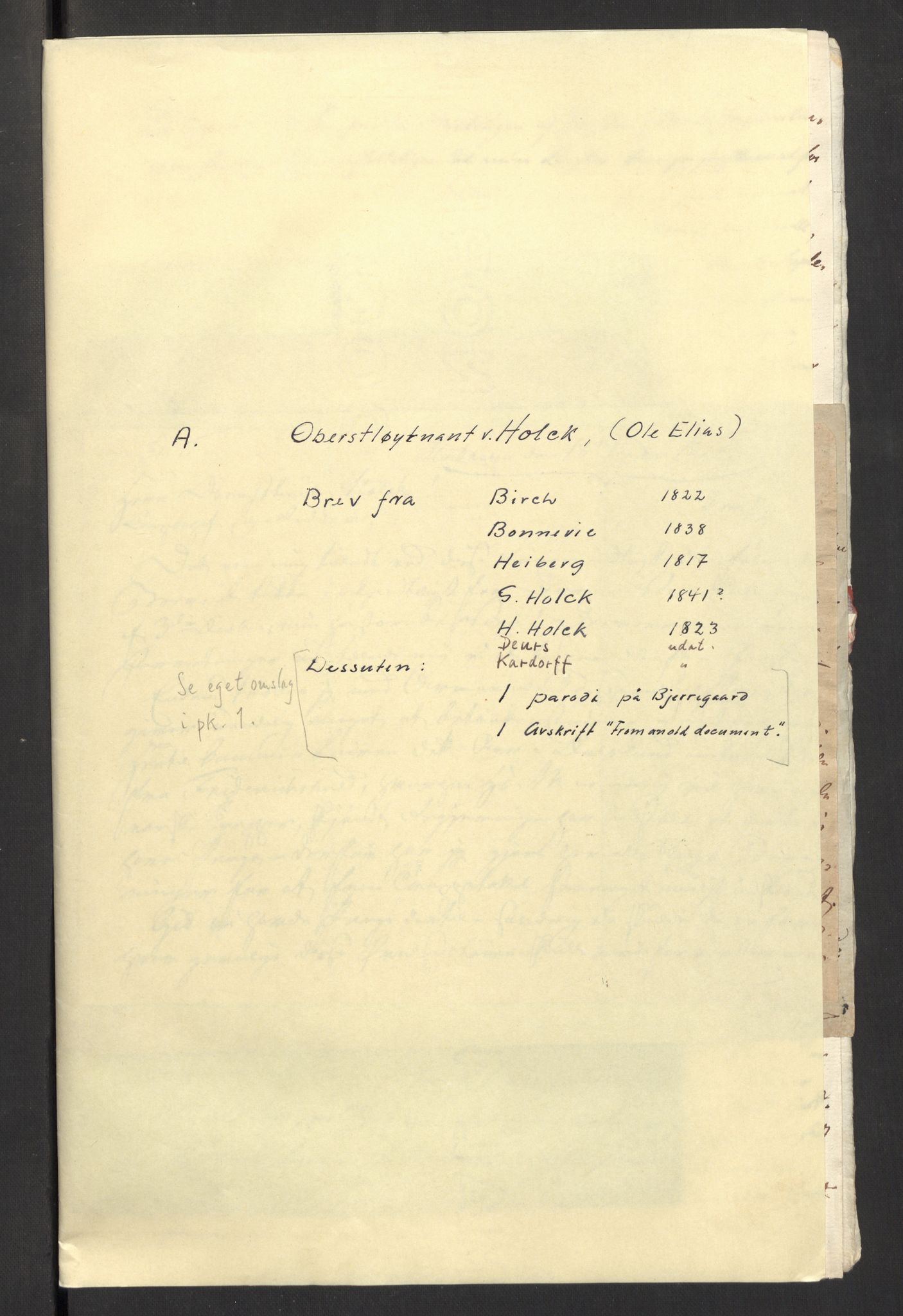 Holck, Meidell, Hartvig, RA/PA-0204/F/L0002: (Pakke 1), 1762-1864, p. 11