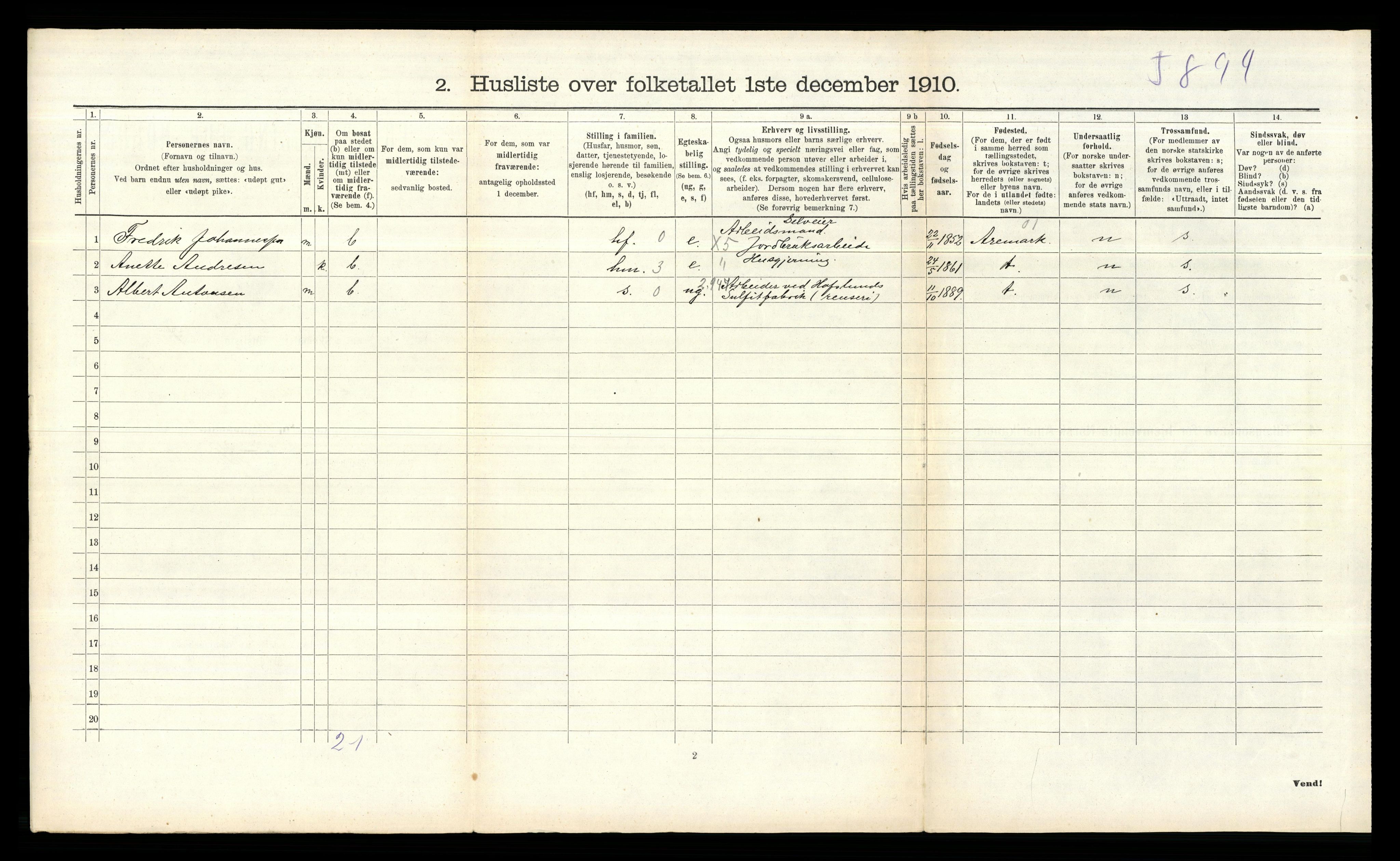 RA, 1910 census for Skjeberg, 1910, p. 221