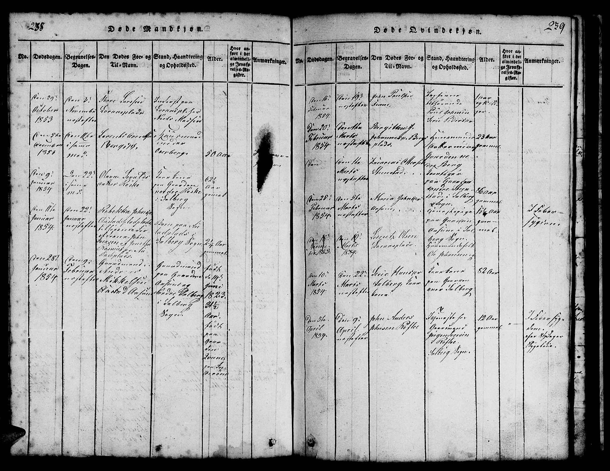 Ministerialprotokoller, klokkerbøker og fødselsregistre - Nord-Trøndelag, SAT/A-1458/731/L0310: Parish register (copy) no. 731C01, 1816-1874, p. 238-239