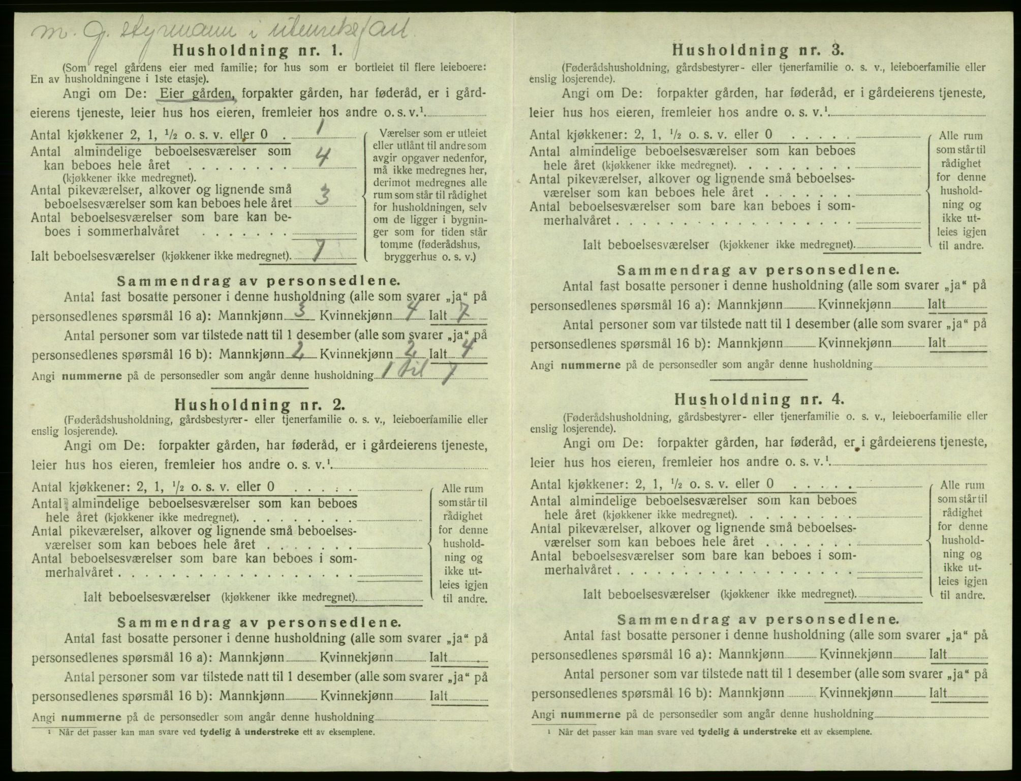 SAB, 1920 census for Sund, 1920, p. 284