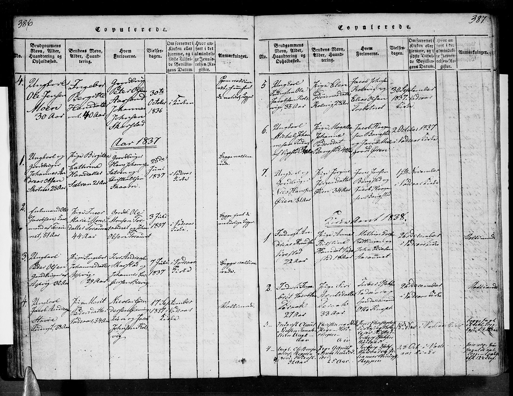 Ministerialprotokoller, klokkerbøker og fødselsregistre - Nordland, AV/SAT-A-1459/810/L0142: Parish register (official) no. 810A06 /1, 1819-1841, p. 386-387