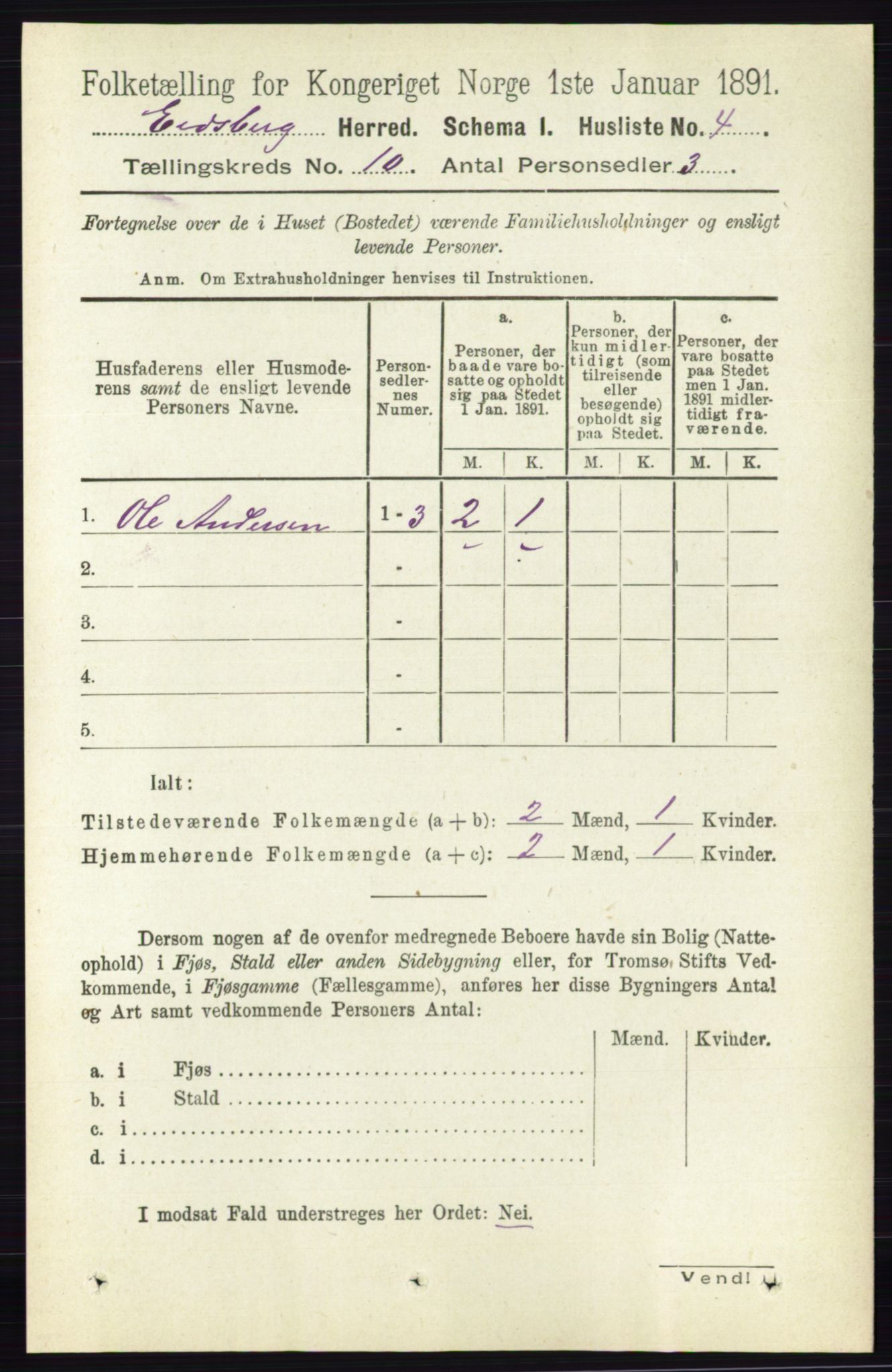 RA, 1891 census for 0125 Eidsberg, 1891, p. 5539