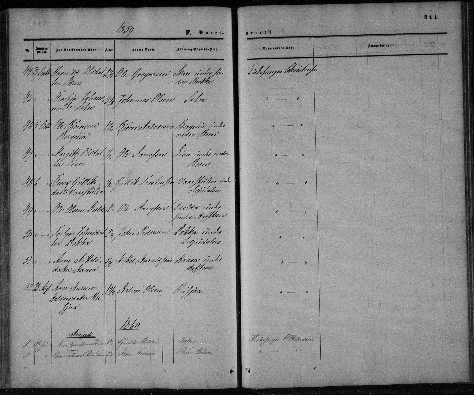 Gransherad kirkebøker, AV/SAKO-A-267/F/Fa/L0003: Parish register (official) no. I 3, 1859-1870, p. 311